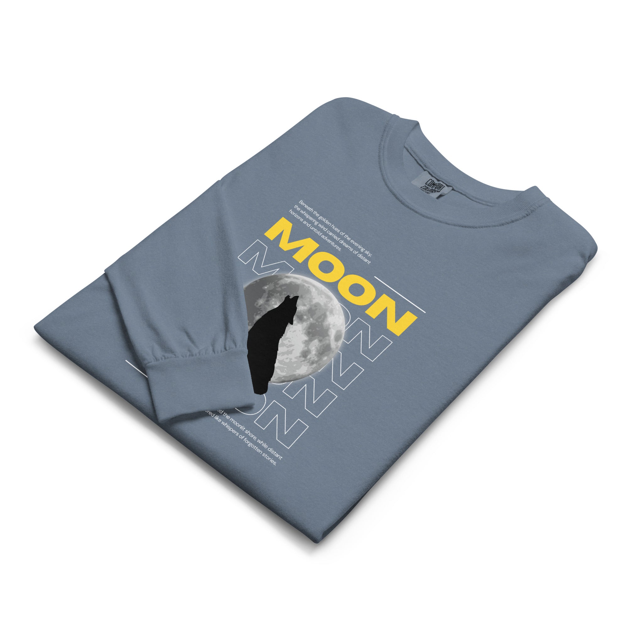 Unisex Garment-dyed heavyweight long-sleeve shirt | Moon long-sleeve shirt AwRans Clothing unisex-garment-dyed-heavyweight-long-sleeve-shirt-blue-jean-front-67eaaf412602e