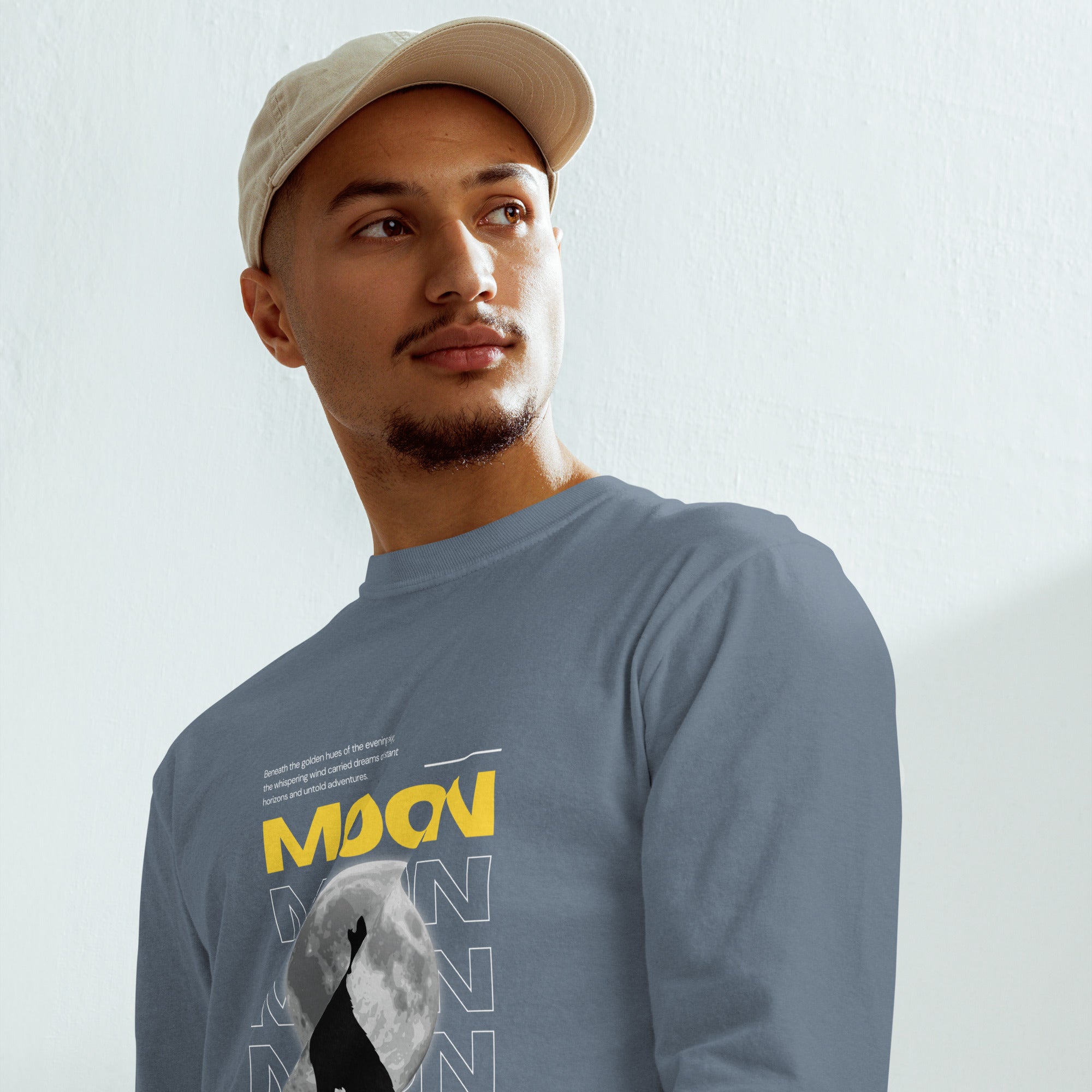 Unisex Garment-dyed heavyweight long-sleeve shirt | Moon long-sleeve shirt AwRans Clothing unisex-garment-dyed-heavyweight-long-sleeve-shirt-blue-jean-front-67eaaf412709c