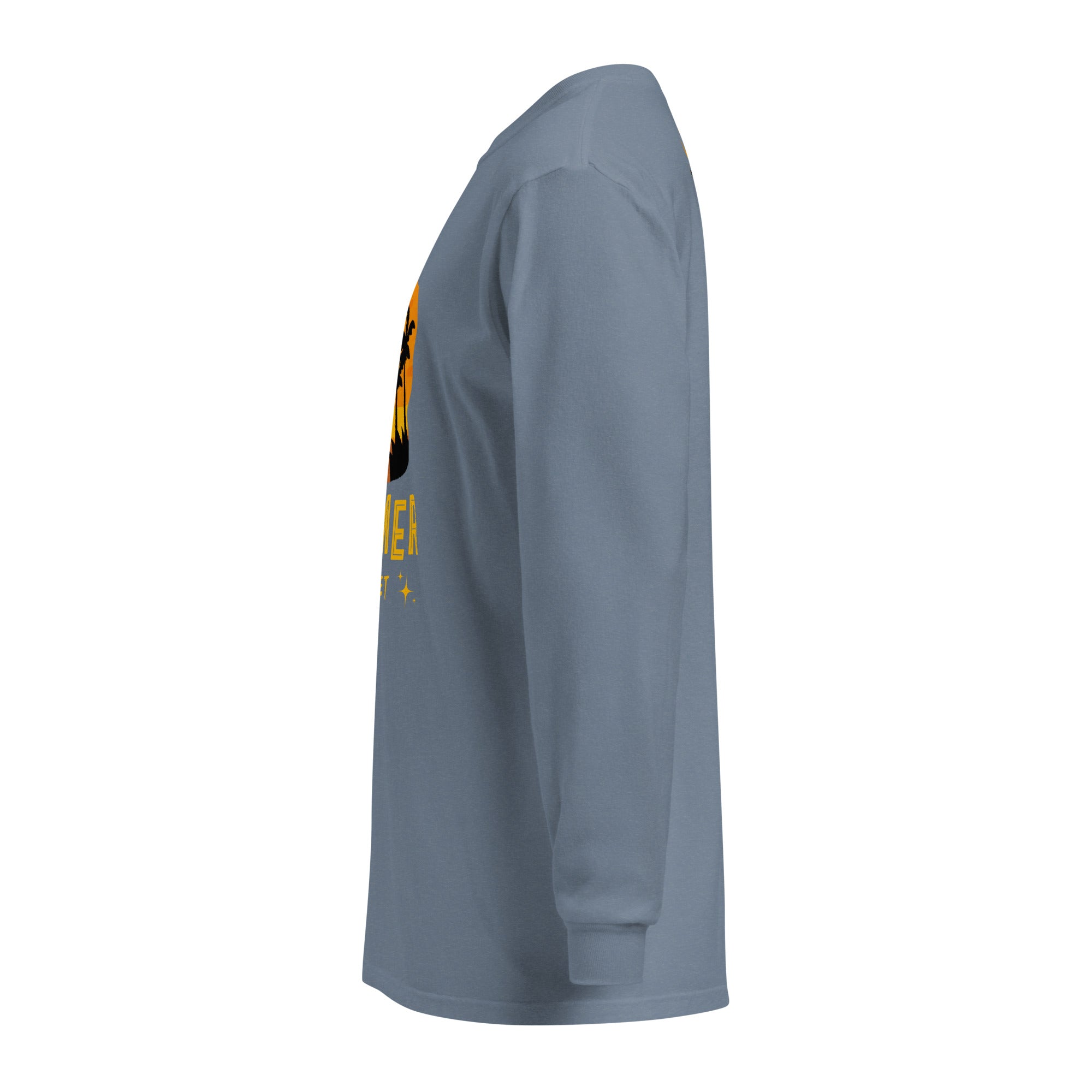 Unisex Garment-dyed heavyweight long-sleeve shirt | Summer Sunset long-sleeve shirt AwRans Clothing unisex-garment-dyed-heavyweight-long-sleeve-shirt-blue-jean-left-67eaae922d059