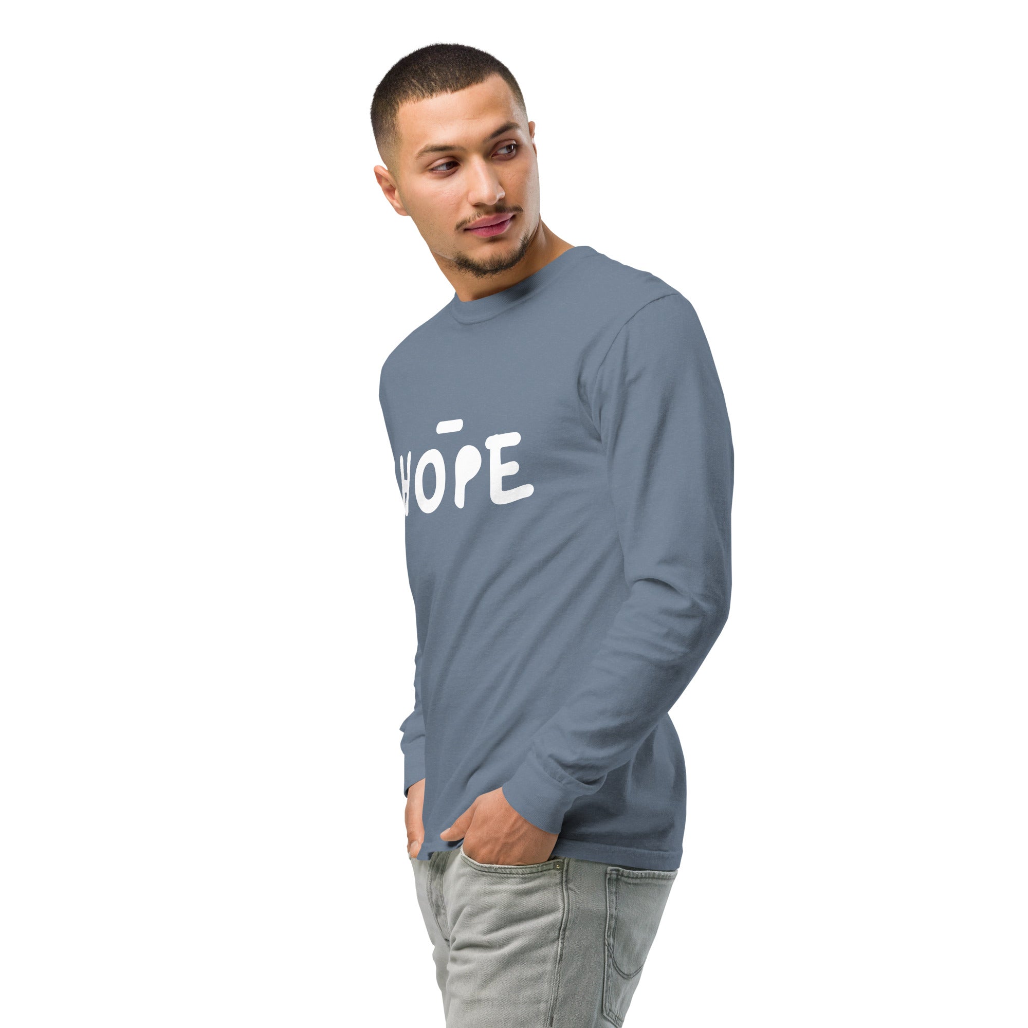 Unisex Garment-dyed heavyweight long-sleeve shirt | Hope long-sleeve shirt AwRans Clothing unisex-garment-dyed-heavyweight-long-sleeve-shirt-blue-jean-left-front-2-67eaade52cd38