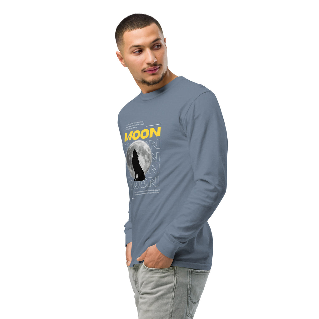 Unisex Garment-dyed heavyweight long-sleeve shirt | Moon long-sleeve shirt AwRans Clothing unisex-garment-dyed-heavyweight-long-sleeve-shirt-blue-jean-left-front-2-67eaaf4123eec