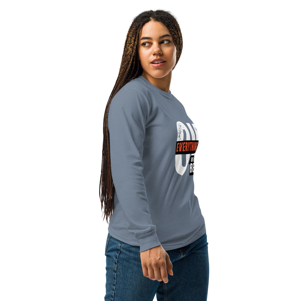 Unisex Garment-dyed heavyweight long-sleeve shirt | Everything Will Be Ok long-sleeve shirt AwRans Clothing unisex-garment-dyed-heavyweight-long-sleeve-shirt-blue-jean-right-67eab378d5bb9