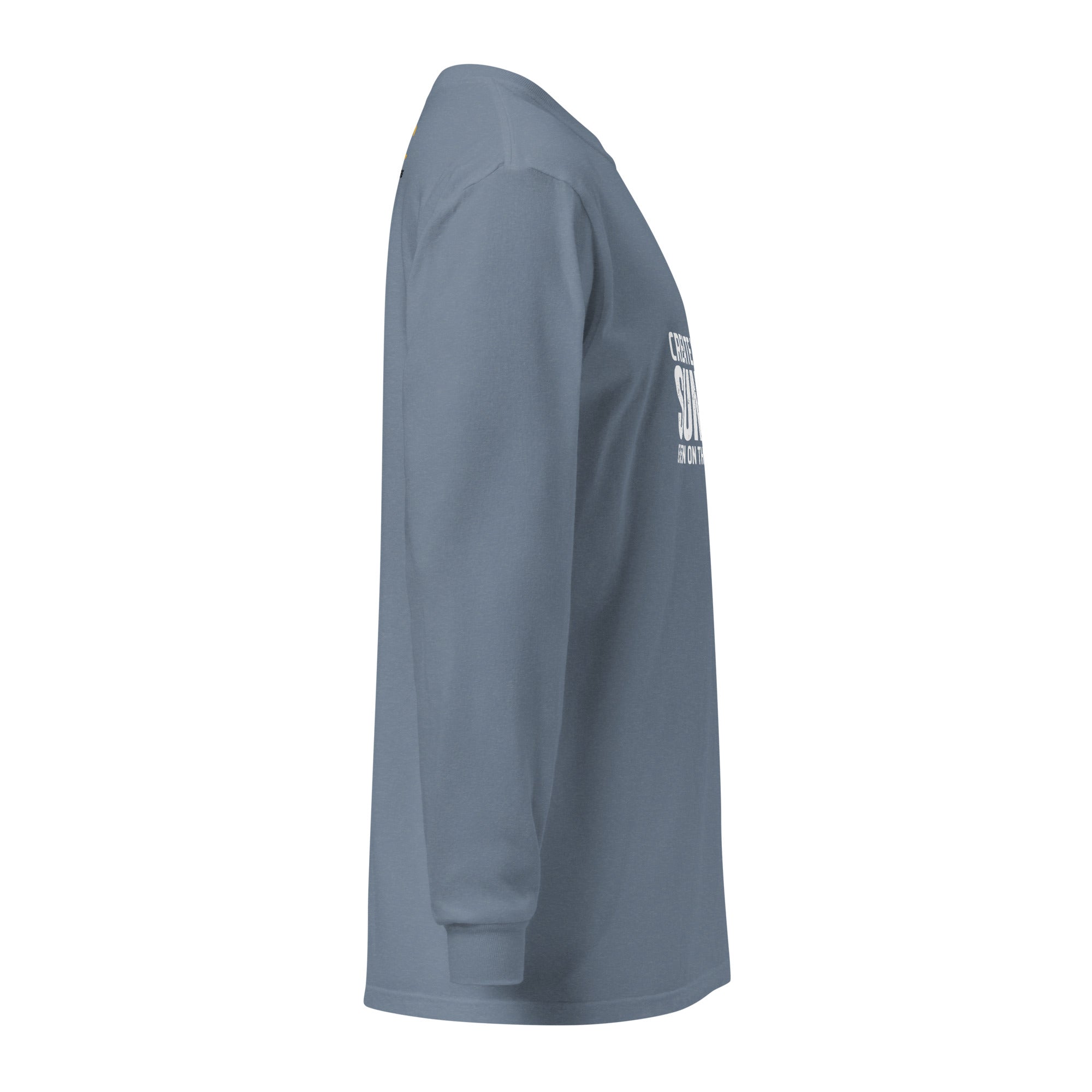 Unisex Garment-dyed heavyweight long-sleeve shirt | Create Your Sunshine long-sleeve shirt AwRans Clothing unisex-garment-dyed-heavyweight-long-sleeve-shirt-blue-jean-right-67eab7736ef45