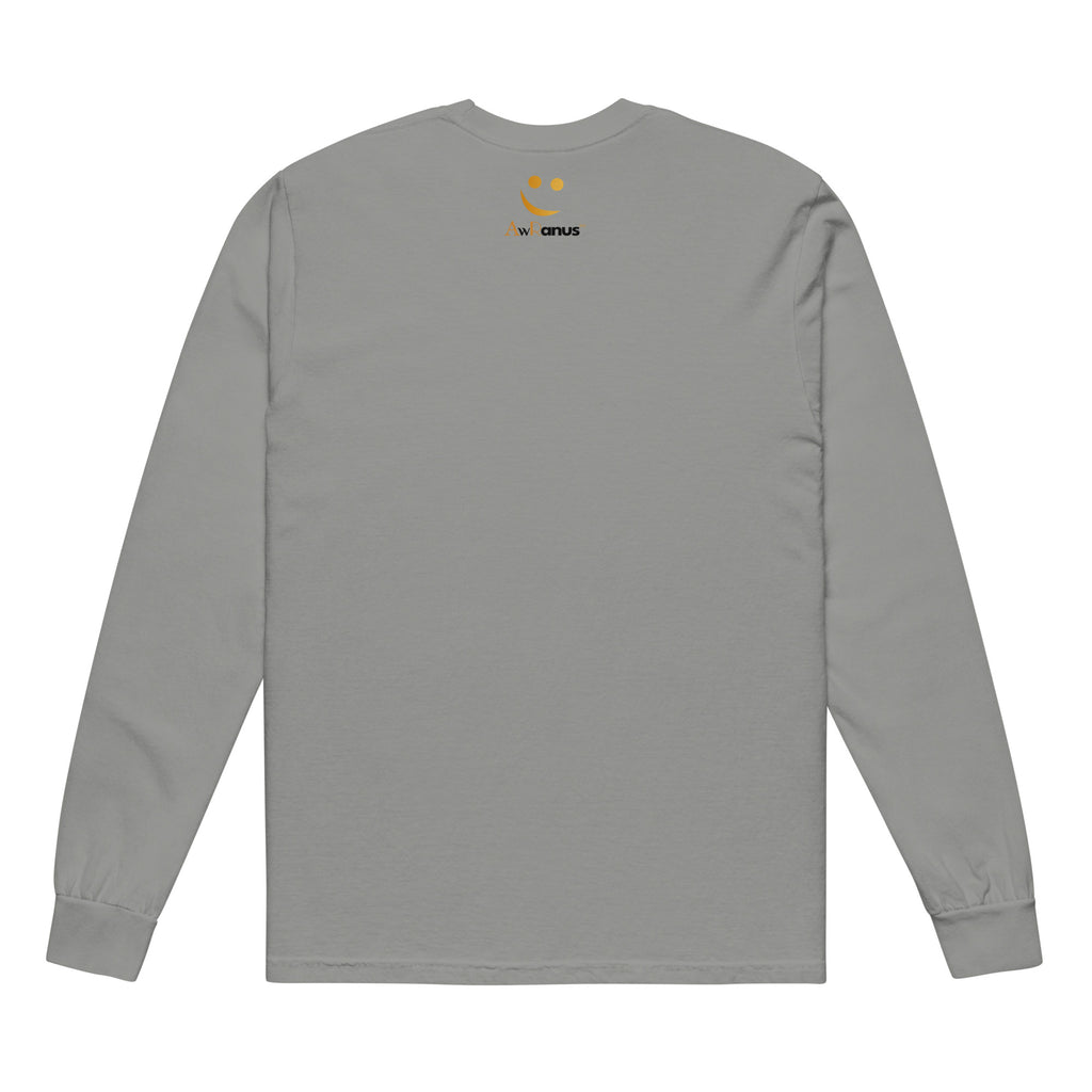 Unisex Garment-dyed heavyweight long-sleeve shirt | Be Kind To Your Mind long-sleeve shirt AwRans Clothing unisex-garment-dyed-heavyweight-long-sleeve-shirt-grey-back-67eaaff1b816f