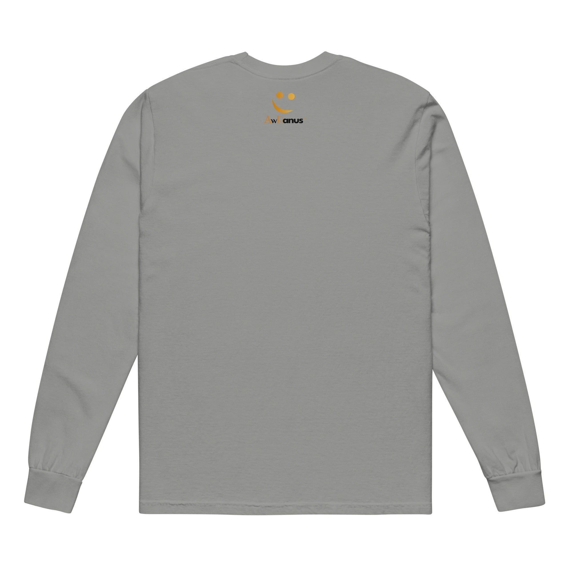 Unisex Garment-dyed heavyweight long-sleeve shirt | Create Your Sunshine long-sleeve shirt AwRans Clothing unisex-garment-dyed-heavyweight-long-sleeve-shirt-grey-back-67eab773b3d6d