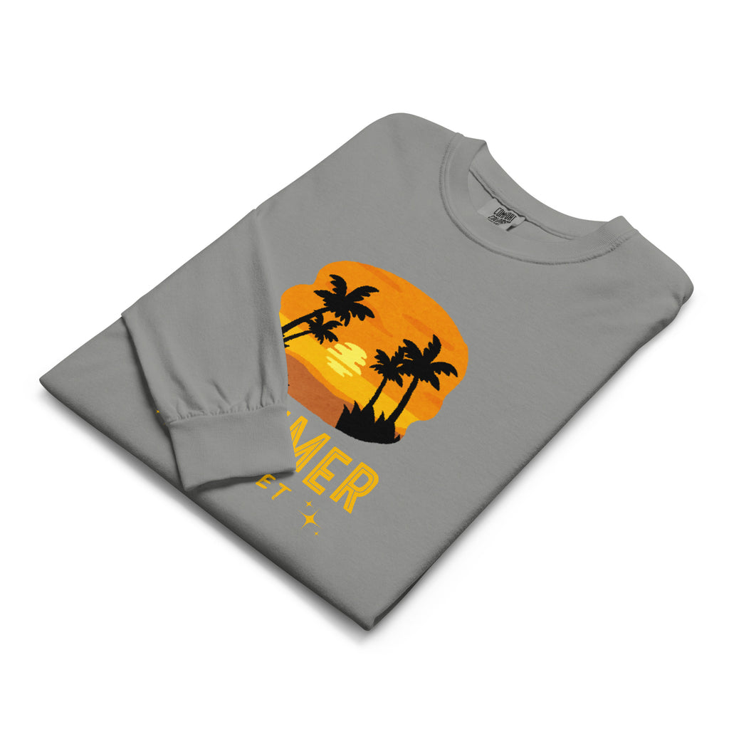 Unisex Garment-dyed heavyweight long-sleeve shirt | Summer Sunset long-sleeve shirt AwRans Clothing unisex-garment-dyed-heavyweight-long-sleeve-shirt-grey-front-67eaae923f199