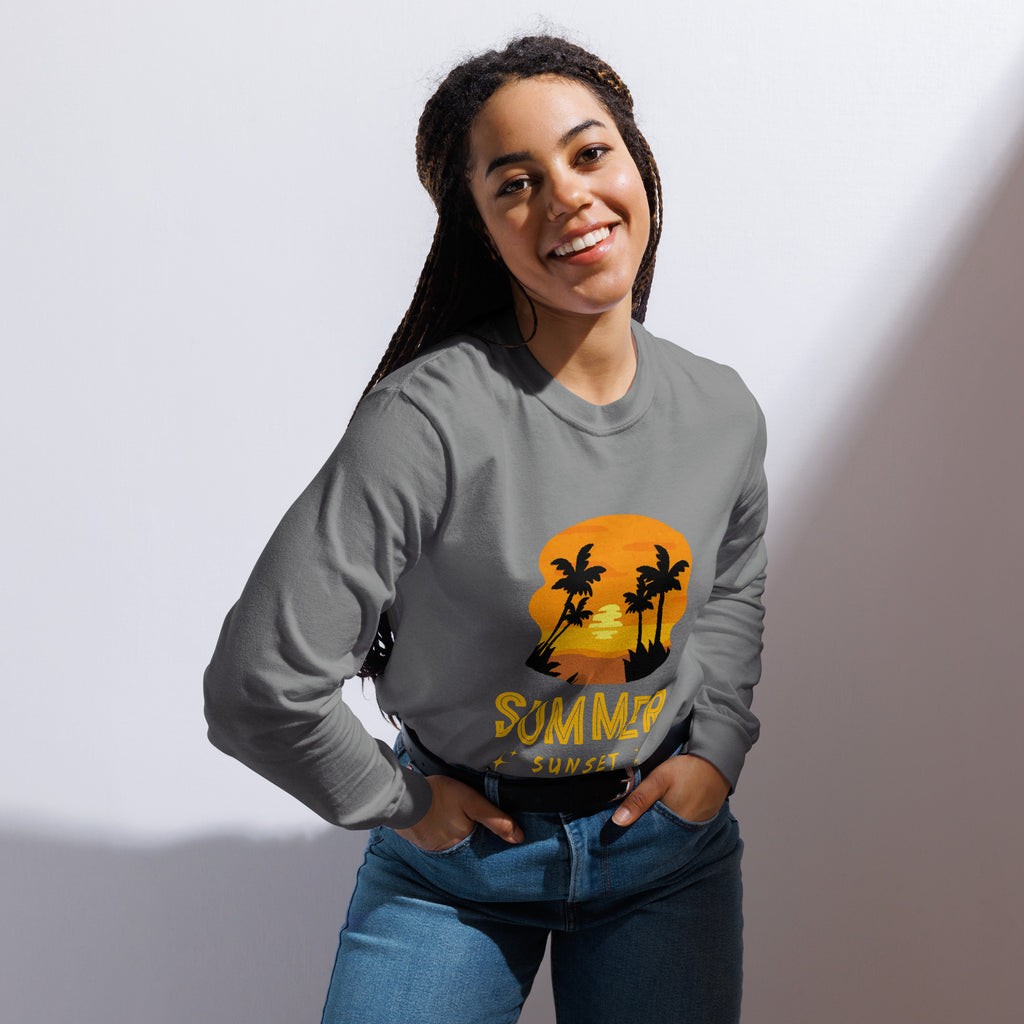Unisex Garment-dyed heavyweight long-sleeve shirt | Summer Sunset long-sleeve shirt AwRans Clothing unisex-garment-dyed-heavyweight-long-sleeve-shirt-grey-front-67eaae92410a8