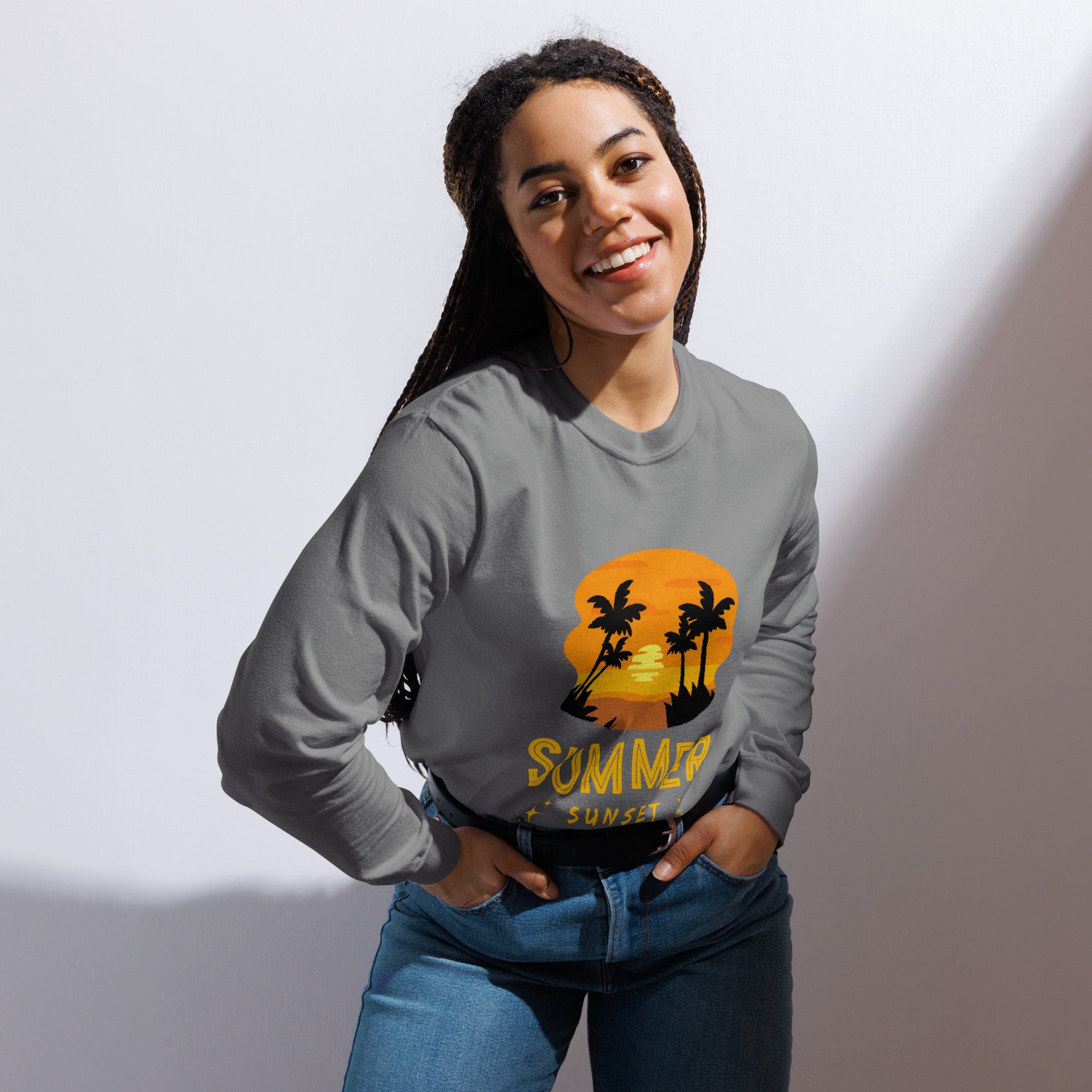 Unisex Garment-dyed heavyweight long-sleeve shirt | Summer Sunset long-sleeve shirt AwRans Clothing unisex-garment-dyed-heavyweight-long-sleeve-shirt-grey-front-67eaae92410a8