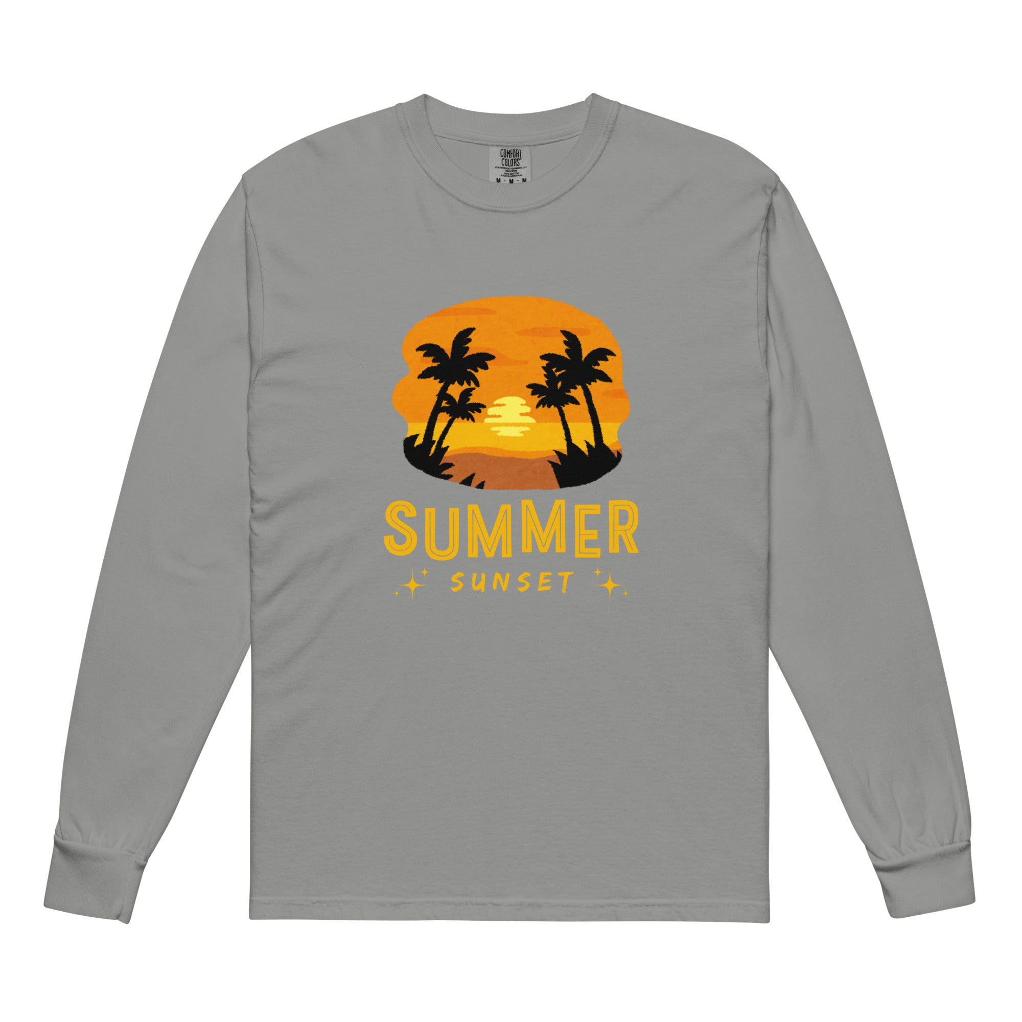 Unisex Garment-dyed heavyweight long-sleeve shirt | Summer Sunset long-sleeve shirt AwRans Clothing unisex-garment-dyed-heavyweight-long-sleeve-shirt-grey-front-67eaae9277a07