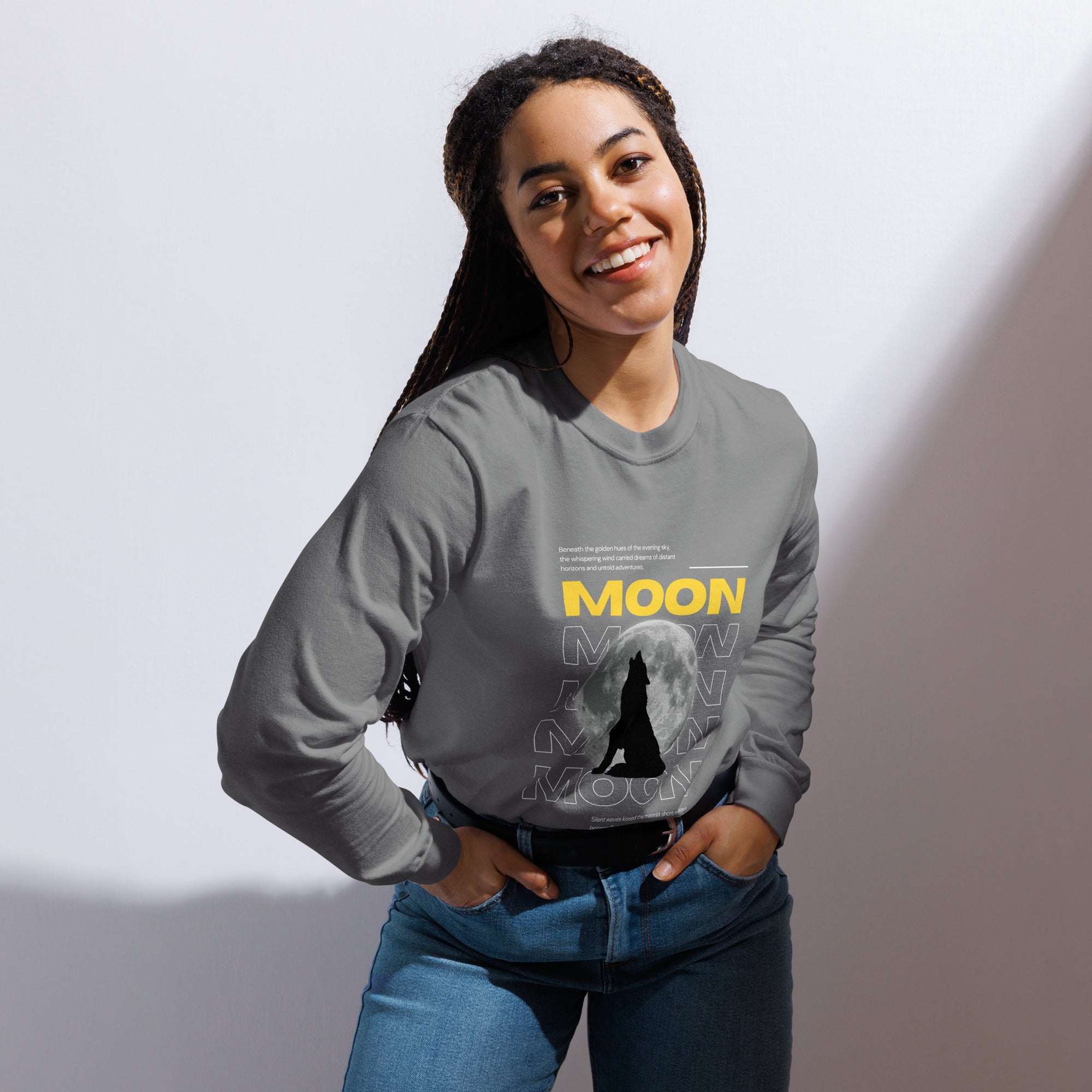 Unisex Garment-dyed heavyweight long-sleeve shirt | Moon long-sleeve shirt AwRans Clothing unisex-garment-dyed-heavyweight-long-sleeve-shirt-grey-front-67eaaf413b90d