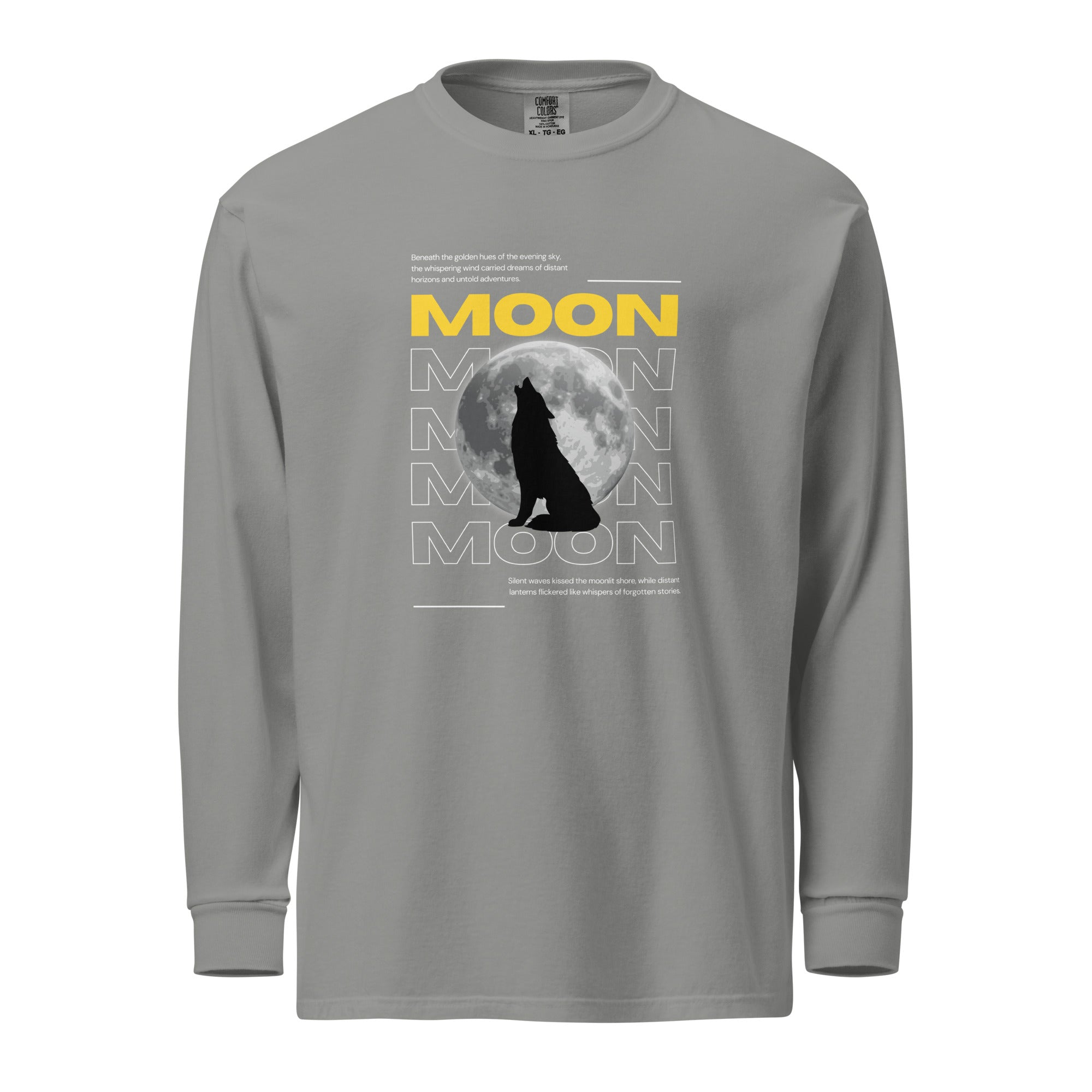 Unisex Garment-dyed heavyweight long-sleeve shirt | Moon long-sleeve shirt AwRans Clothing unisex-garment-dyed-heavyweight-long-sleeve-shirt-grey-front-67eaaf4144822