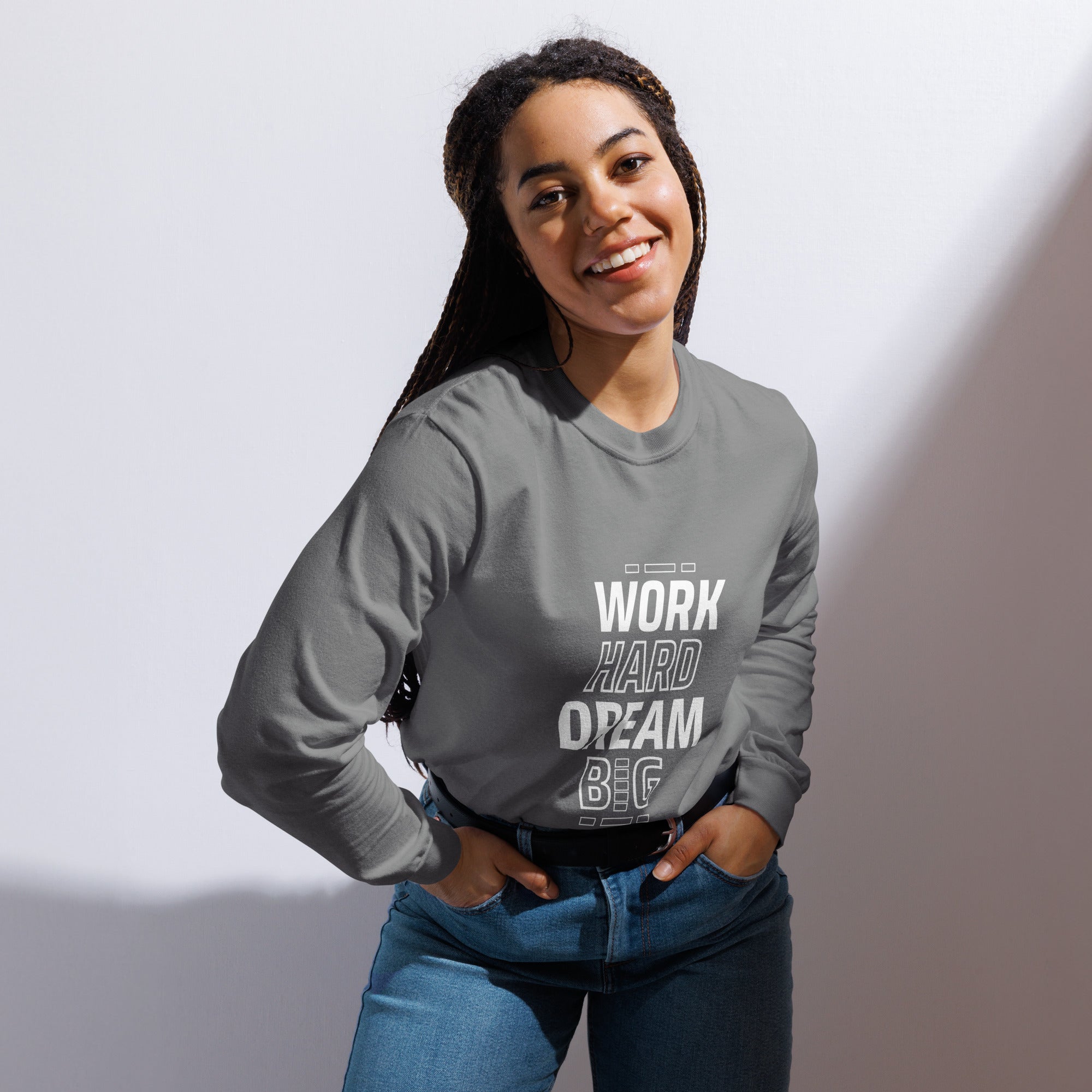 Unisex Garment-dyed heavyweight long-sleeve shirt | Work Hard , Dream Big long-sleeve shirt AwRans Clothing unisex-garment-dyed-heavyweight-long-sleeve-shirt-grey-front-67eab157c3d2d