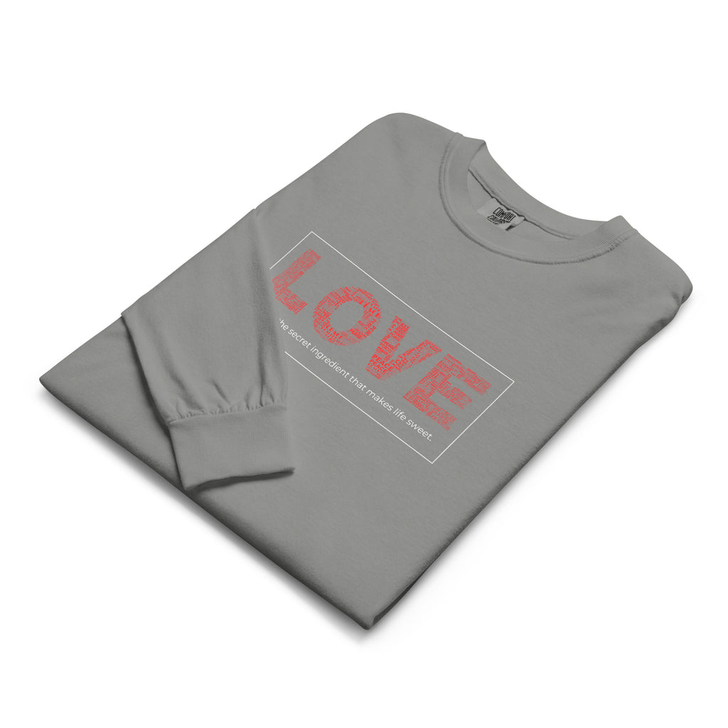 Unisex Garment-dyed heavyweight long-sleeve shirt | Love long-sleeve shirt AwRans Clothing unisex-garment-dyed-heavyweight-long-sleeve-shirt-grey-front-67eab20c9a350