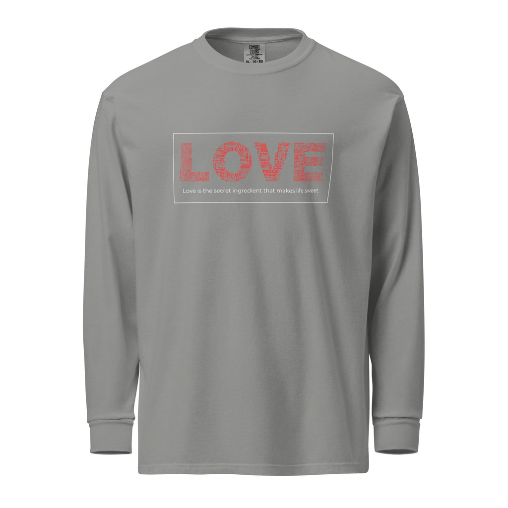 Unisex Garment-dyed heavyweight long-sleeve shirt | Love long-sleeve shirt AwRans Clothing unisex-garment-dyed-heavyweight-long-sleeve-shirt-grey-front-67eab20ca4f4d
