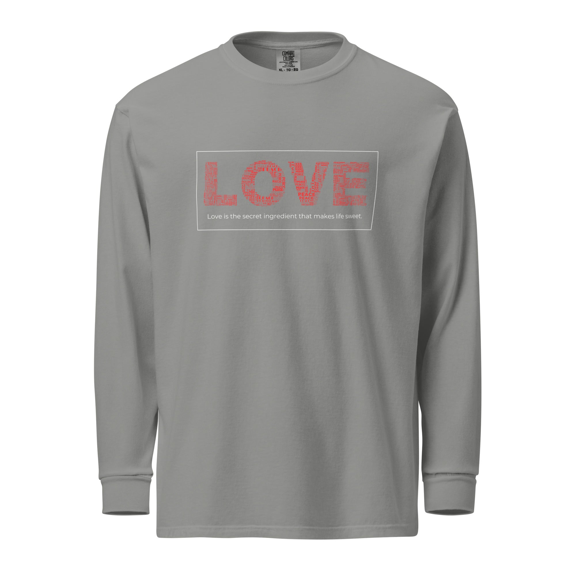 Unisex Garment-dyed heavyweight long-sleeve shirt | Love long-sleeve shirt AwRans Clothing unisex-garment-dyed-heavyweight-long-sleeve-shirt-grey-front-67eab20ca4f4d