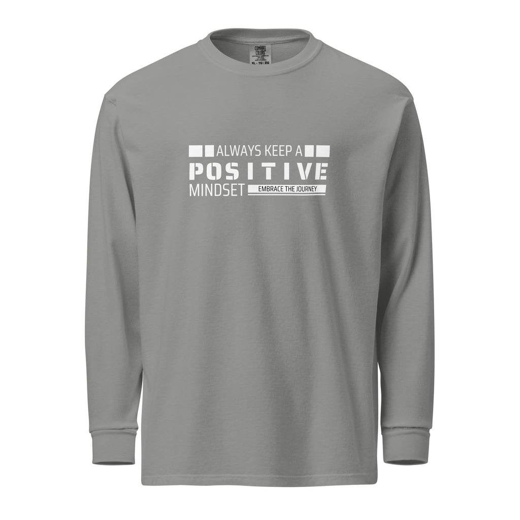 Unisex Garment-dyed heavyweight long-sleeve shirt | Always Keep A Positive Mindset long-sleeve shirt AwRans Clothing unisex-garment-dyed-heavyweight-long-sleeve-shirt-grey-front-67eab2c32c0f7