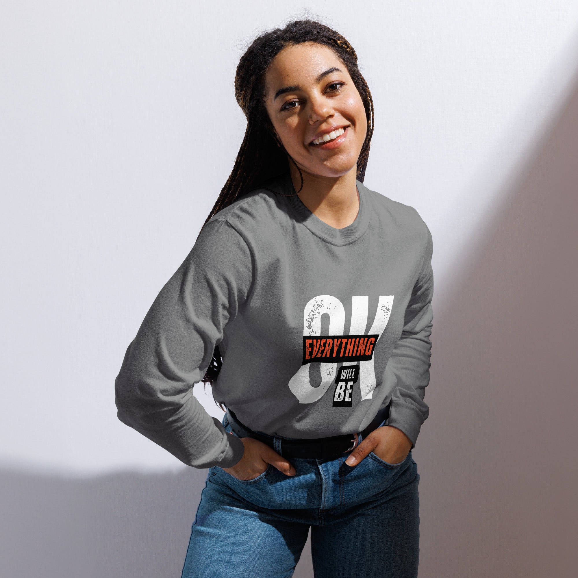 Unisex Garment-dyed heavyweight long-sleeve shirt | Everything Will Be Ok long-sleeve shirt AwRans Clothing unisex-garment-dyed-heavyweight-long-sleeve-shirt-grey-front-67eab378e9889