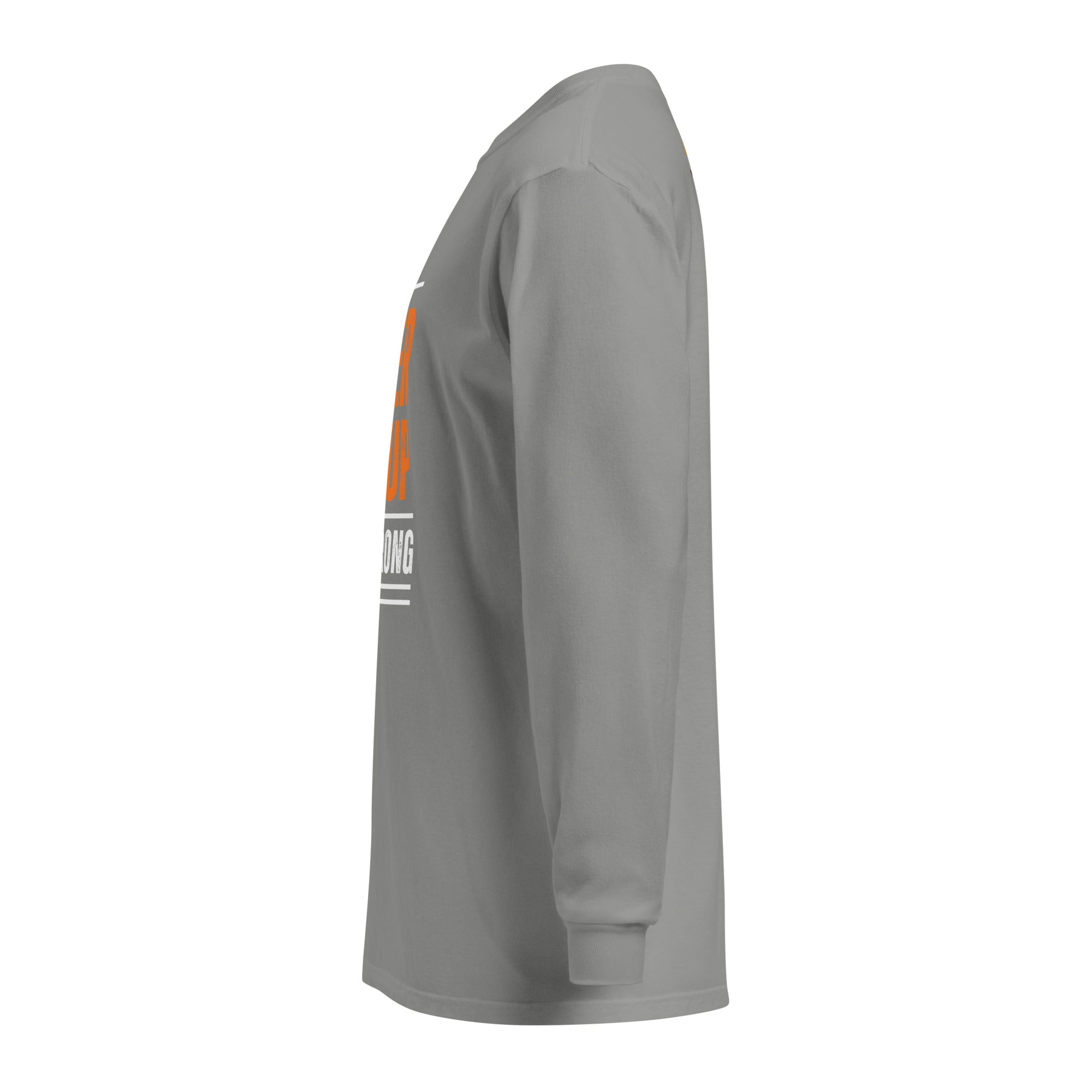 Unisex Garment-dyed heavyweight long-sleeve shirt | Always Never Give Up Stay Strong long-sleeve shirt AwRans Clothing unisex-garment-dyed-heavyweight-long-sleeve-shirt-grey-left-67eab0a3e44d3