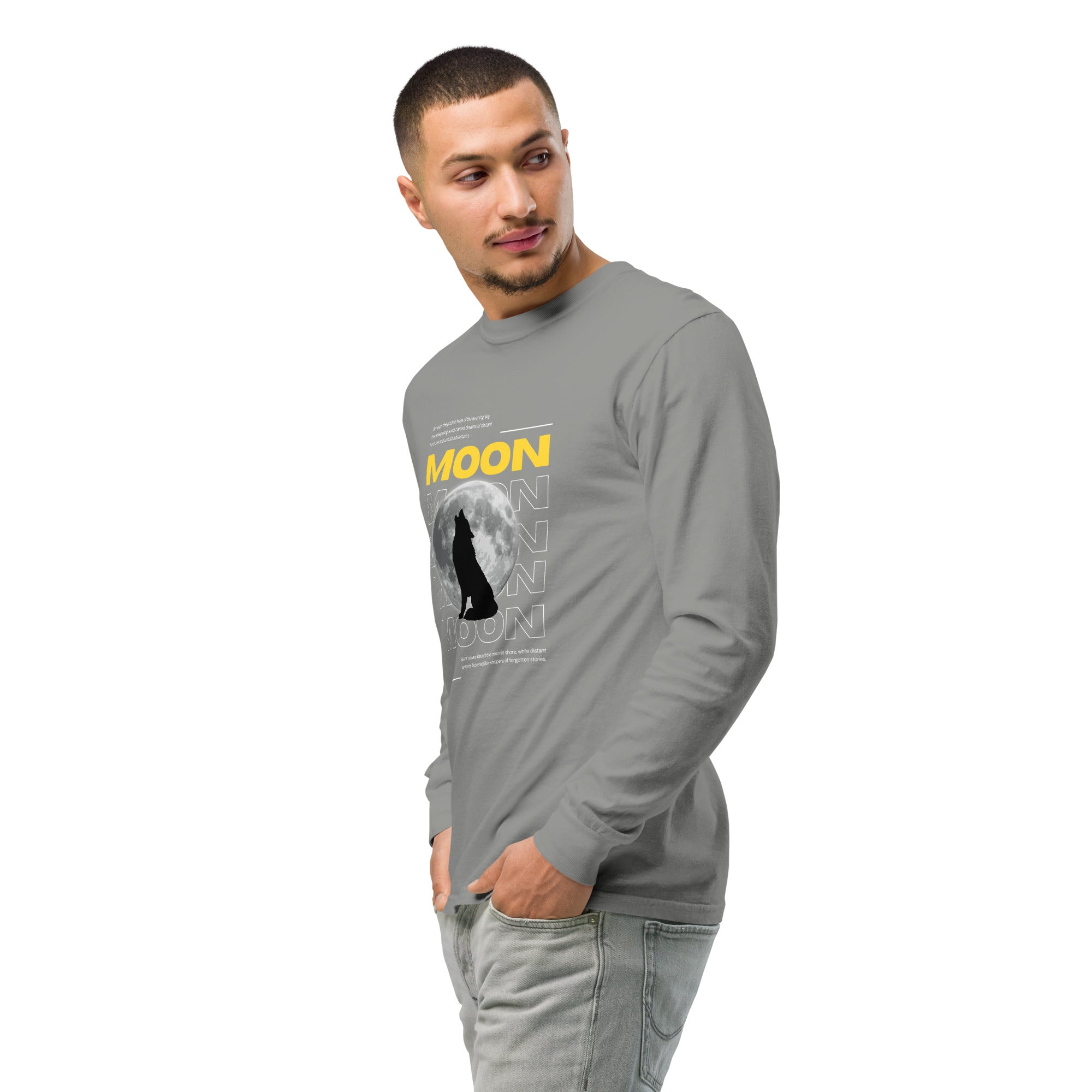 Unisex Garment-dyed heavyweight long-sleeve shirt | Moon long-sleeve shirt AwRans Clothing unisex-garment-dyed-heavyweight-long-sleeve-shirt-grey-left-front-2-67eaaf41371e2