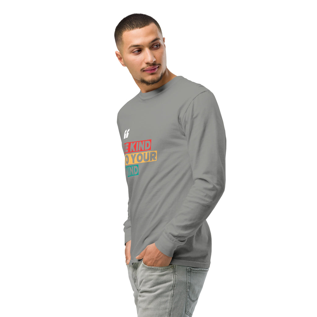 Unisex Garment-dyed heavyweight long-sleeve shirt | Be Kind To Your Mind long-sleeve shirt AwRans Clothing unisex-garment-dyed-heavyweight-long-sleeve-shirt-grey-left-front-2-67eaaff17fb8b