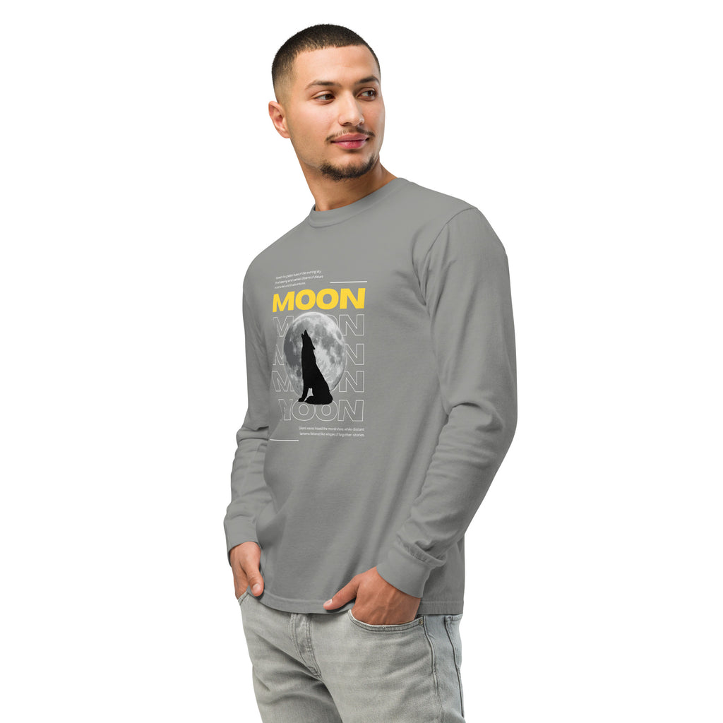 Unisex Garment-dyed heavyweight long-sleeve shirt | Moon long-sleeve shirt AwRans Clothing unisex-garment-dyed-heavyweight-long-sleeve-shirt-grey-left-front-67eaaf41439fa