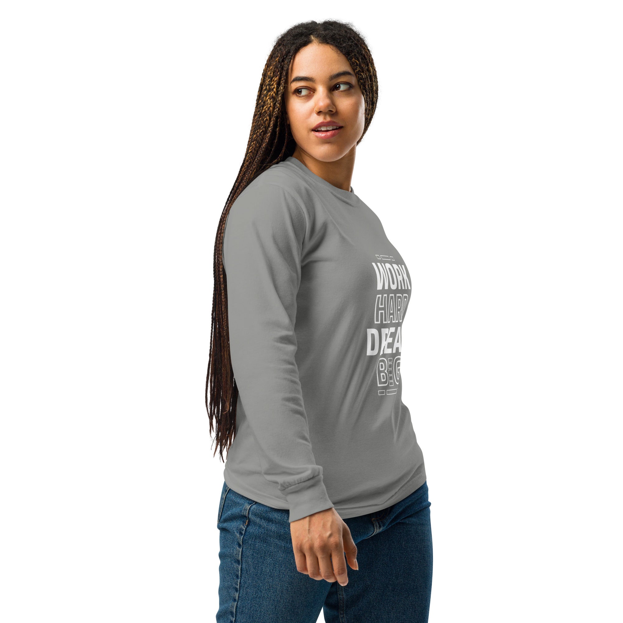 Unisex Garment-dyed heavyweight long-sleeve shirt | Work Hard , Dream Big long-sleeve shirt AwRans Clothing unisex-garment-dyed-heavyweight-long-sleeve-shirt-grey-right-67eab157ca21b