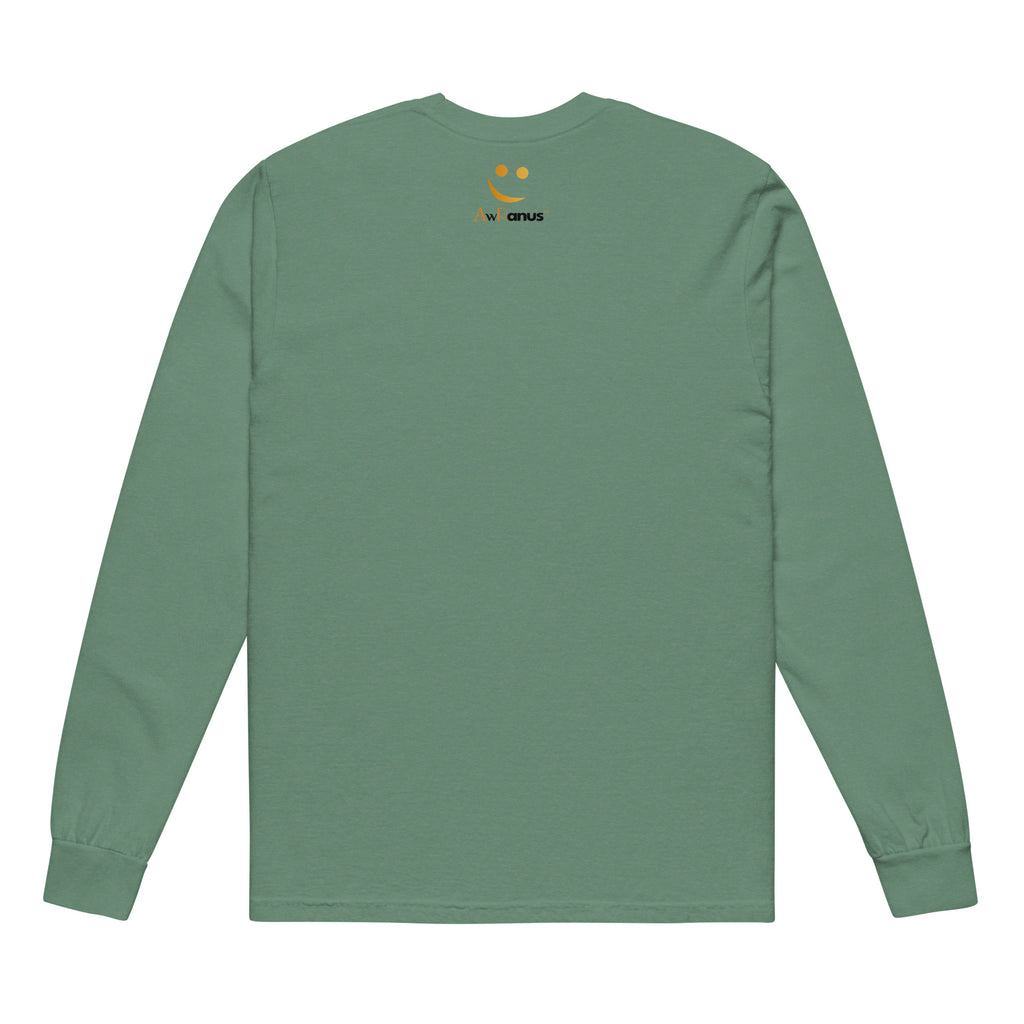 Unisex Garment-dyed heavyweight long-sleeve shirt | Moon long-sleeve shirt AwRans Clothing unisex-garment-dyed-heavyweight-long-sleeve-shirt-light-green-back-67eaaf416b8fa
