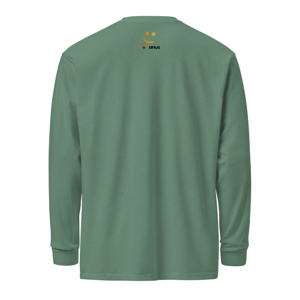 Unisex Garment-dyed heavyweight long-sleeve shirt | Always Never Give Up Stay Strong long-sleeve shirt AwRans Clothing unisex-garment-dyed-heavyweight-long-sleeve-shirt-light-green-back-67eab0a3d97cb