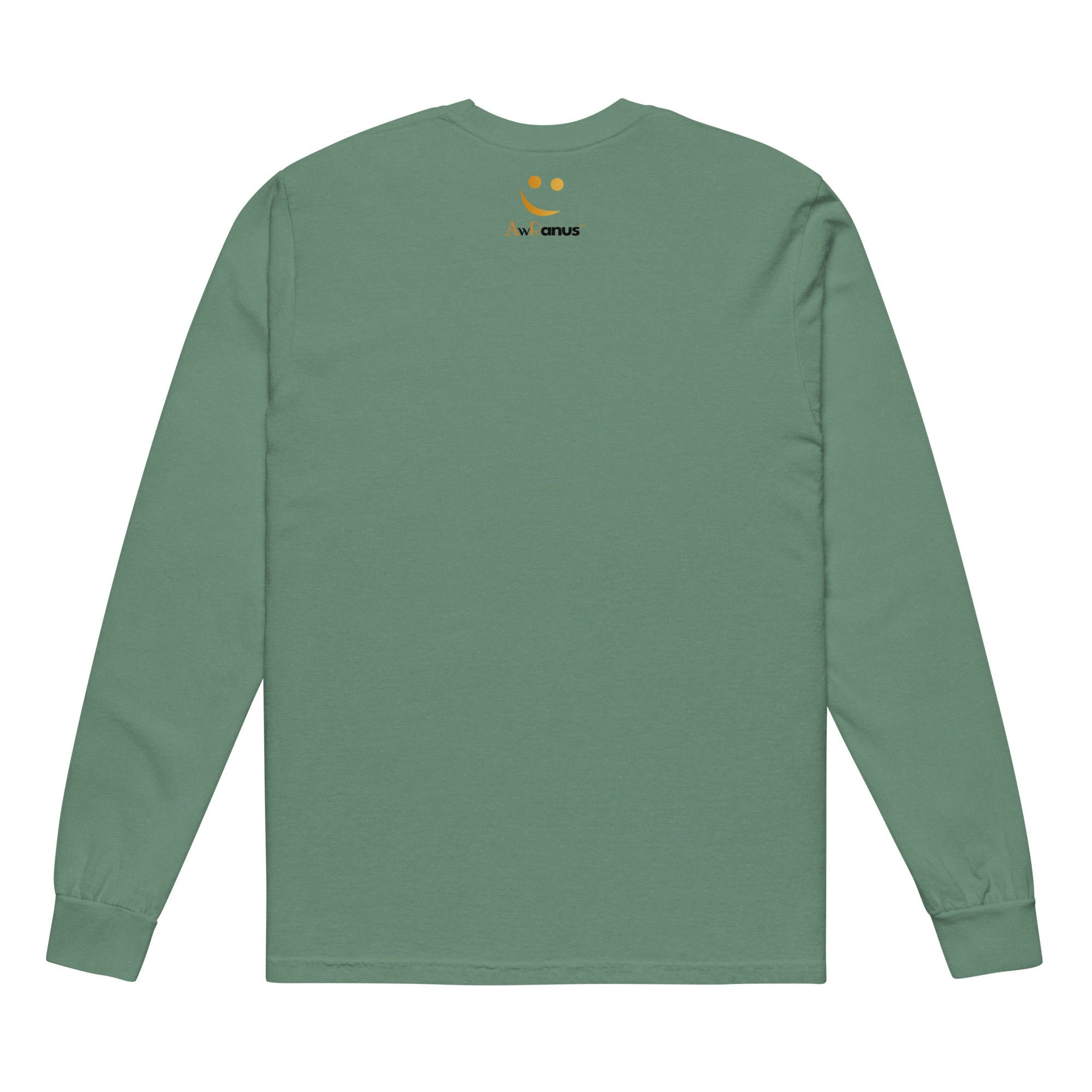 Unisex Garment-dyed heavyweight long-sleeve shirt | Always Never Give Up Stay Strong long-sleeve shirt AwRans Clothing unisex-garment-dyed-heavyweight-long-sleeve-shirt-light-green-back-67eab0a41e0f8