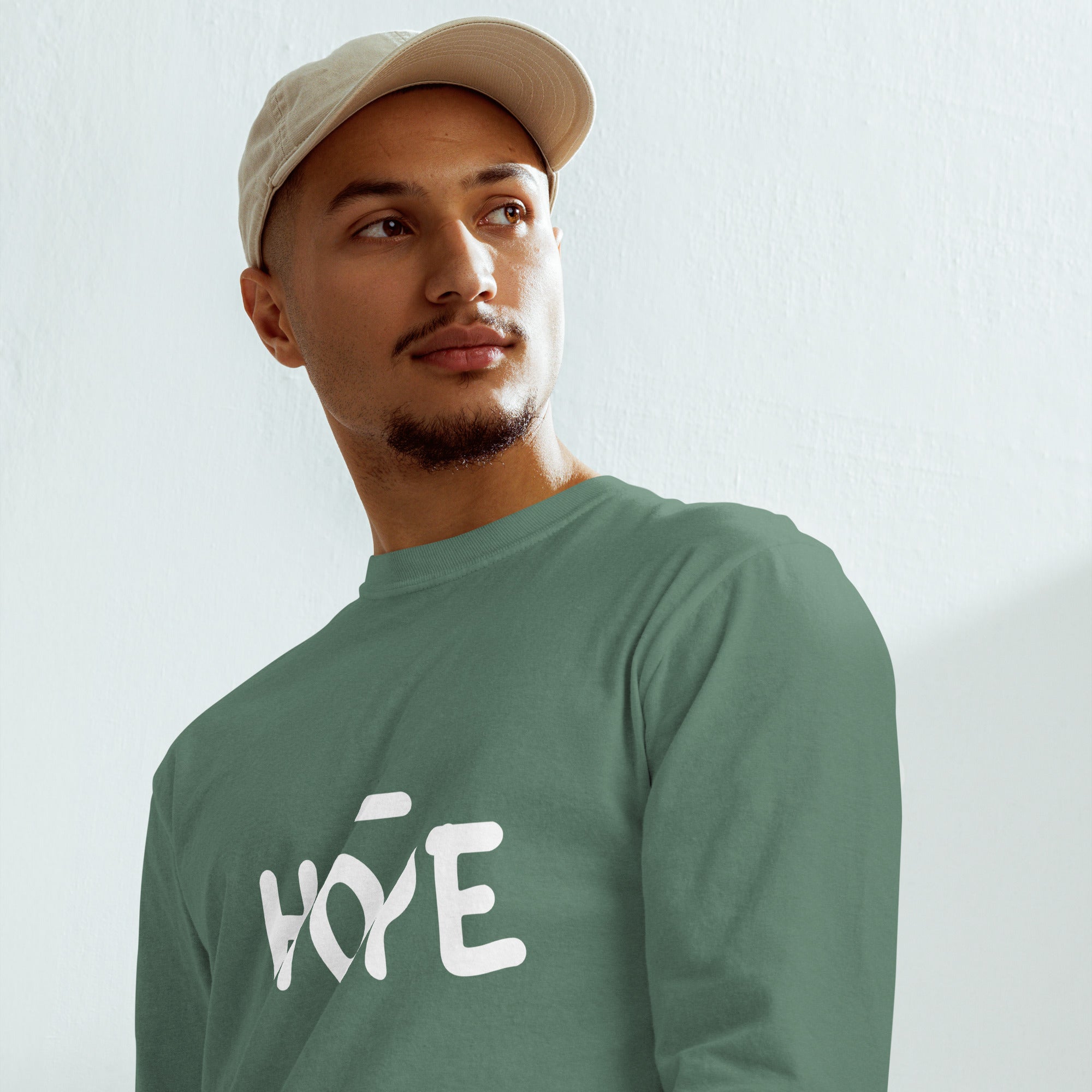 Unisex Garment-dyed heavyweight long-sleeve shirt | Hope long-sleeve shirt AwRans Clothing unisex-garment-dyed-heavyweight-long-sleeve-shirt-light-green-front-67eaade5390a9