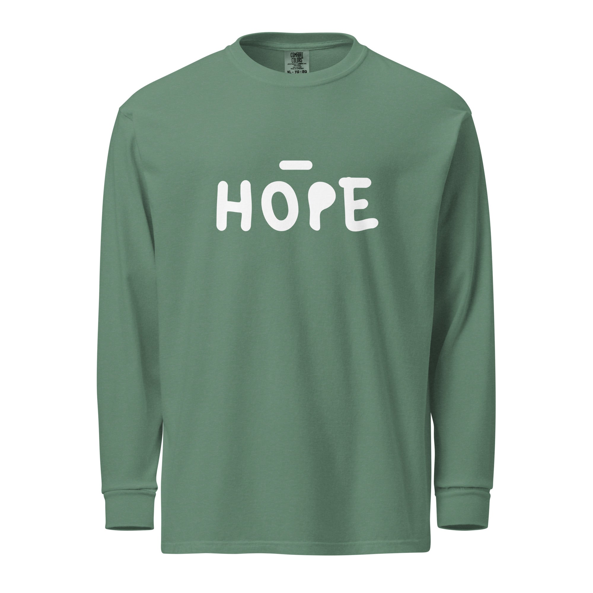 Unisex Garment-dyed heavyweight long-sleeve shirt | Hope long-sleeve shirt AwRans Clothing unisex-garment-dyed-heavyweight-long-sleeve-shirt-light-green-front-67eaade541a14