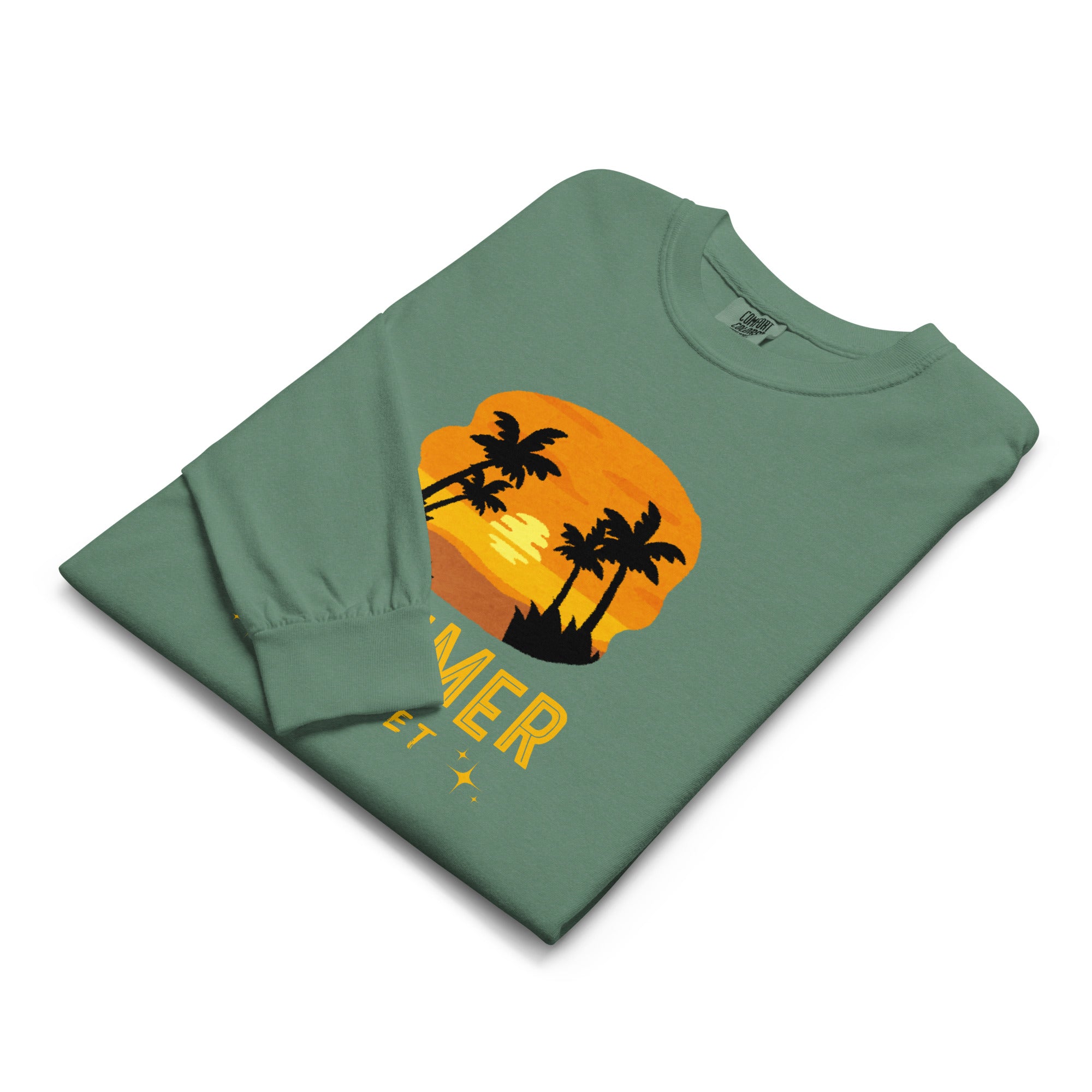 Unisex Garment-dyed heavyweight long-sleeve shirt | Summer Sunset long-sleeve shirt AwRans Clothing unisex-garment-dyed-heavyweight-long-sleeve-shirt-light-green-front-67eaae9231e8b