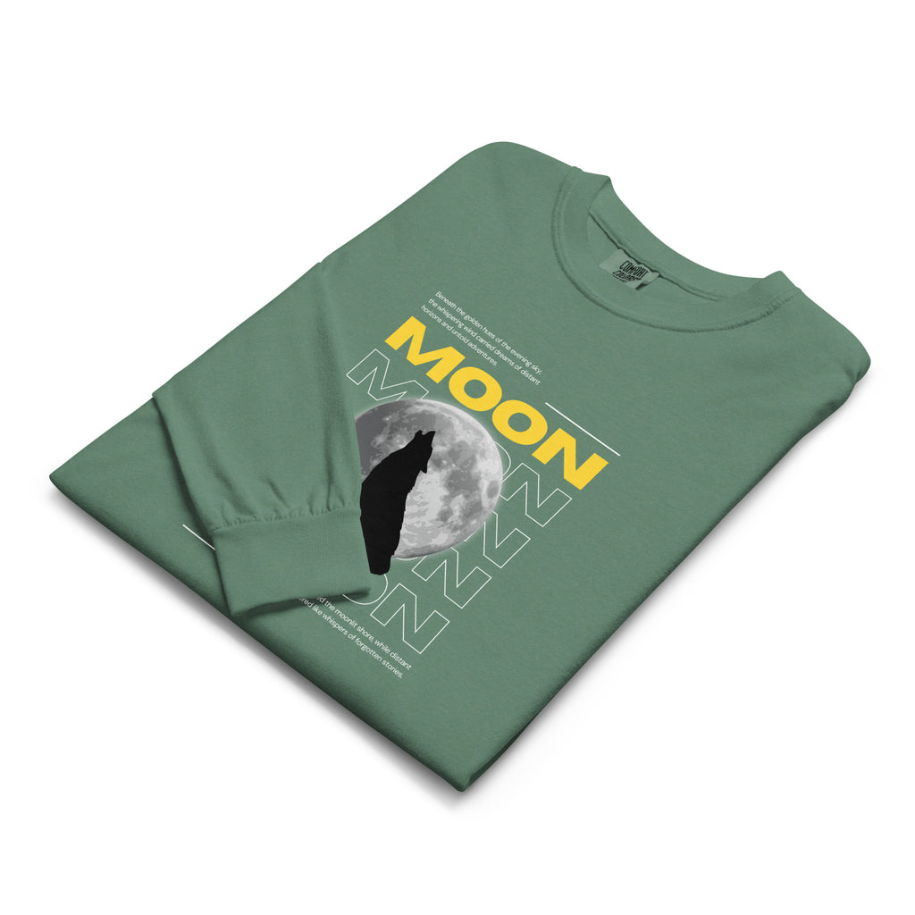 Unisex Garment-dyed heavyweight long-sleeve shirt | Moon long-sleeve shirt AwRans Clothing unisex-garment-dyed-heavyweight-long-sleeve-shirt-light-green-front-67eaaf412e50e