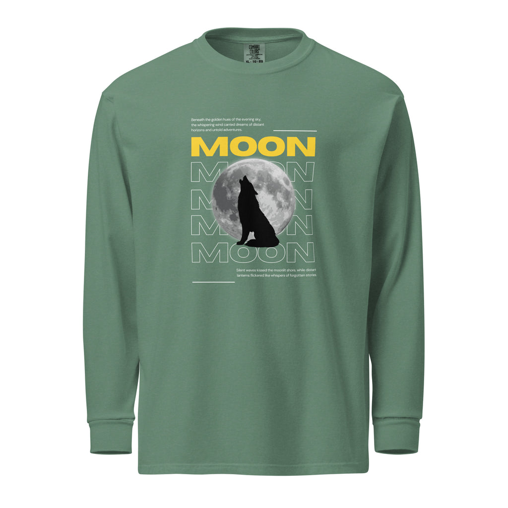 Unisex Garment-dyed heavyweight long-sleeve shirt | Moon long-sleeve shirt AwRans Clothing unisex-garment-dyed-heavyweight-long-sleeve-shirt-light-green-front-67eaaf4136646