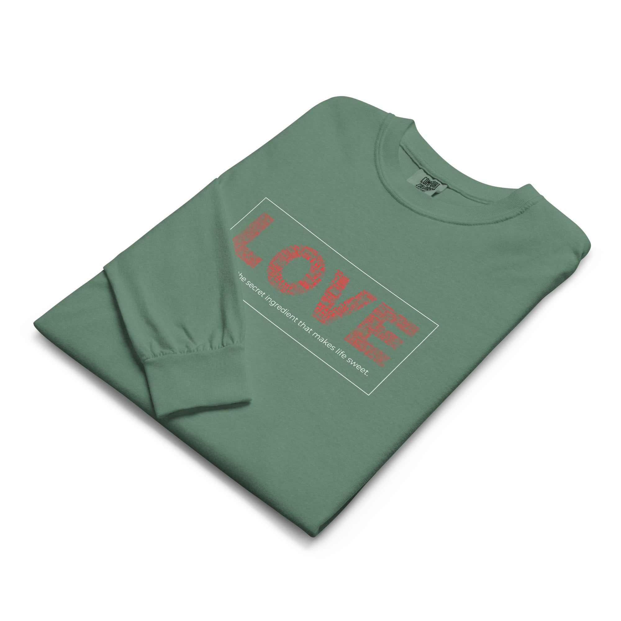 Unisex Garment-dyed heavyweight long-sleeve shirt | Love long-sleeve shirt AwRans Clothing unisex-garment-dyed-heavyweight-long-sleeve-shirt-light-green-front-67eab20c8f956