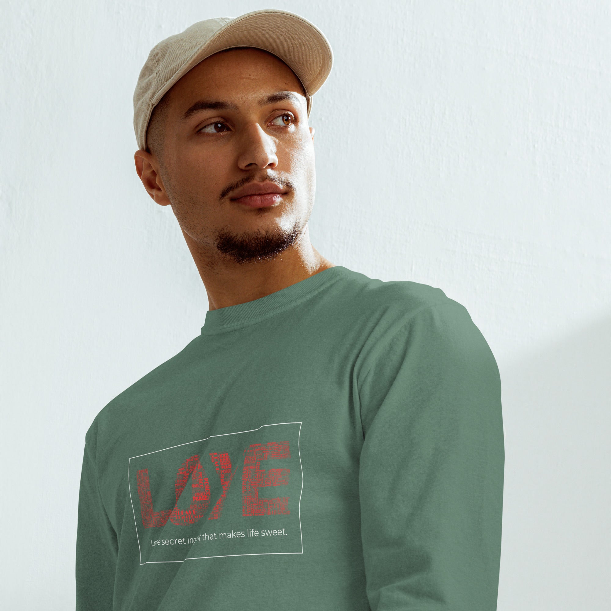 Unisex Garment-dyed heavyweight long-sleeve shirt | Love long-sleeve shirt AwRans Clothing unisex-garment-dyed-heavyweight-long-sleeve-shirt-light-green-front-67eab20c90557
