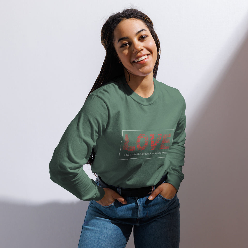 Unisex Garment-dyed heavyweight long-sleeve shirt | Love long-sleeve shirt AwRans Clothing unisex-garment-dyed-heavyweight-long-sleeve-shirt-light-green-front-67eab20c910e1