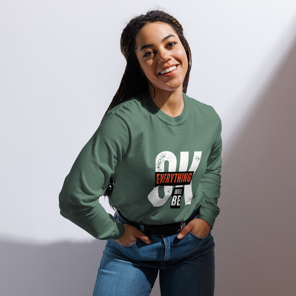 Unisex Garment-dyed heavyweight long-sleeve shirt | Everything Will Be Ok long-sleeve shirt AwRans Clothing unisex-garment-dyed-heavyweight-long-sleeve-shirt-light-green-front-67eab378da8a3