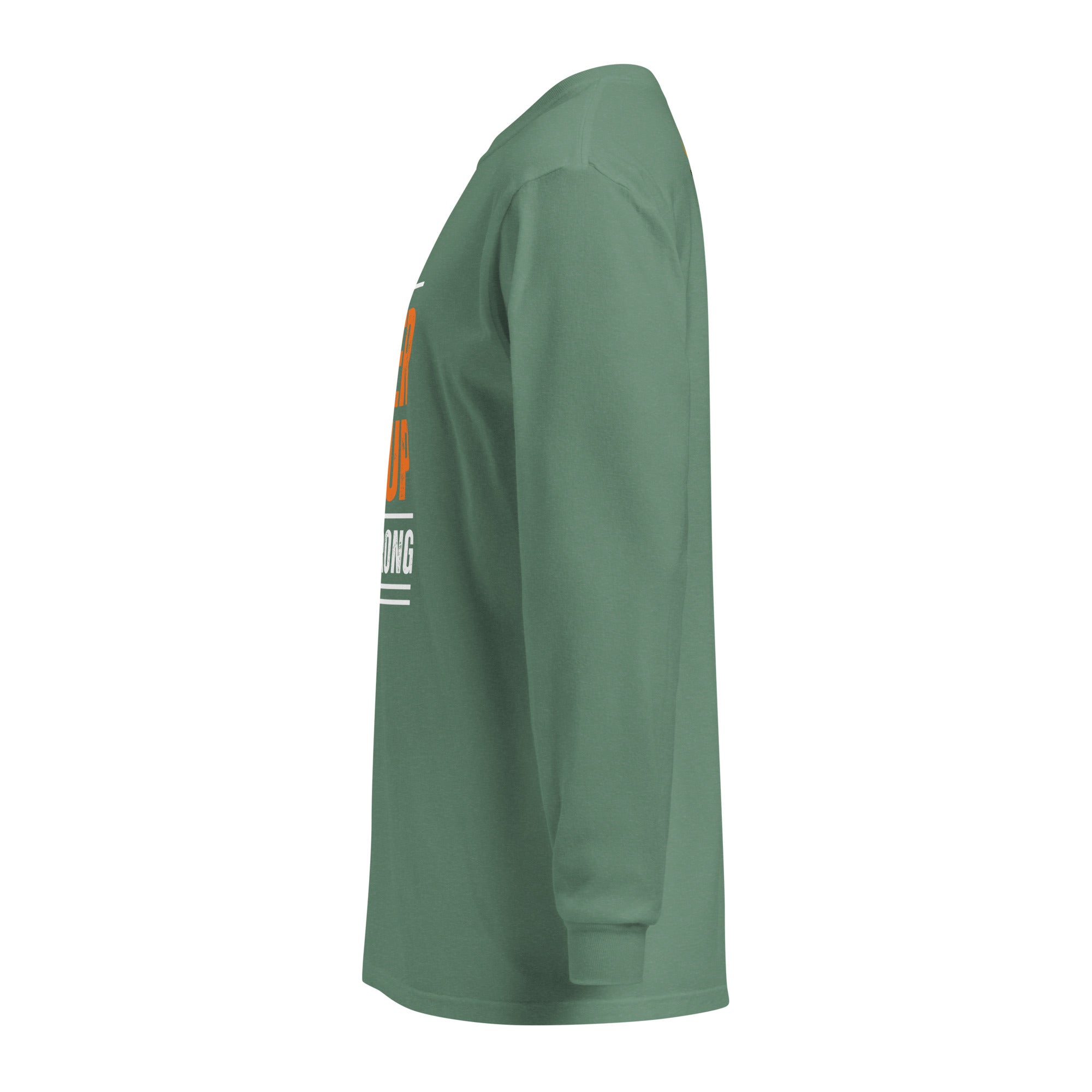 Unisex Garment-dyed heavyweight long-sleeve shirt | Always Never Give Up Stay Strong long-sleeve shirt AwRans Clothing unisex-garment-dyed-heavyweight-long-sleeve-shirt-light-green-left-67eab0a3d83a3