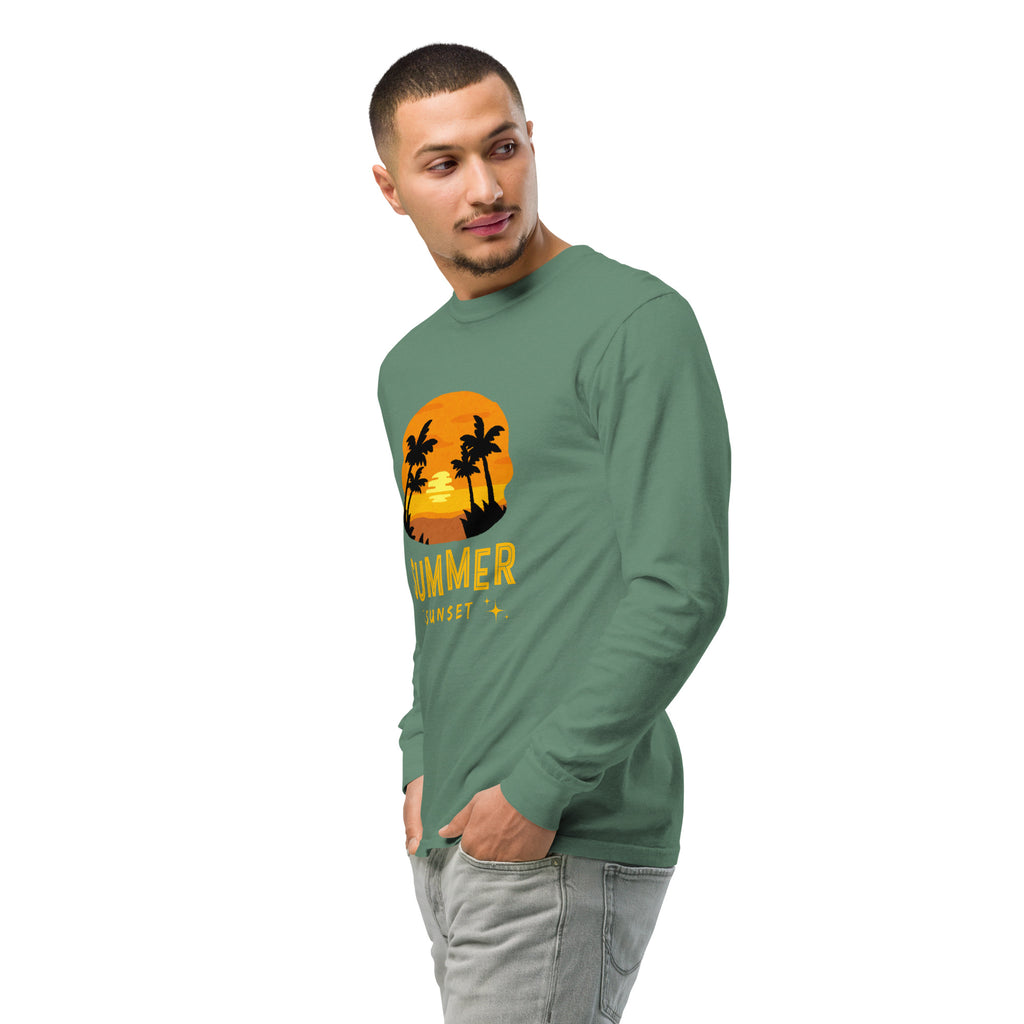Unisex Garment-dyed heavyweight long-sleeve shirt | Summer Sunset long-sleeve shirt AwRans Clothing unisex-garment-dyed-heavyweight-long-sleeve-shirt-light-green-left-front-2-67eaae92304f6
