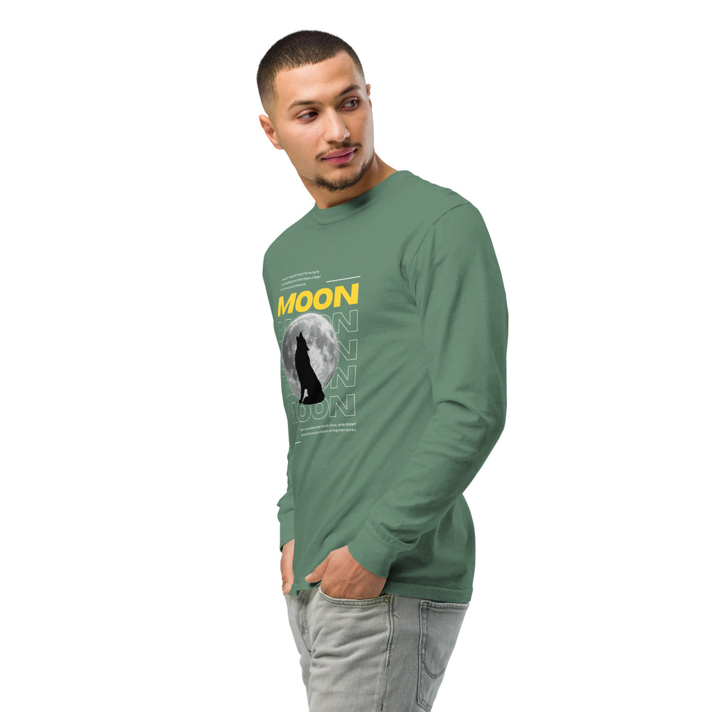 Unisex Garment-dyed heavyweight long-sleeve shirt | Moon long-sleeve shirt AwRans Clothing unisex-garment-dyed-heavyweight-long-sleeve-shirt-light-green-left-front-2-67eaaf412cd65