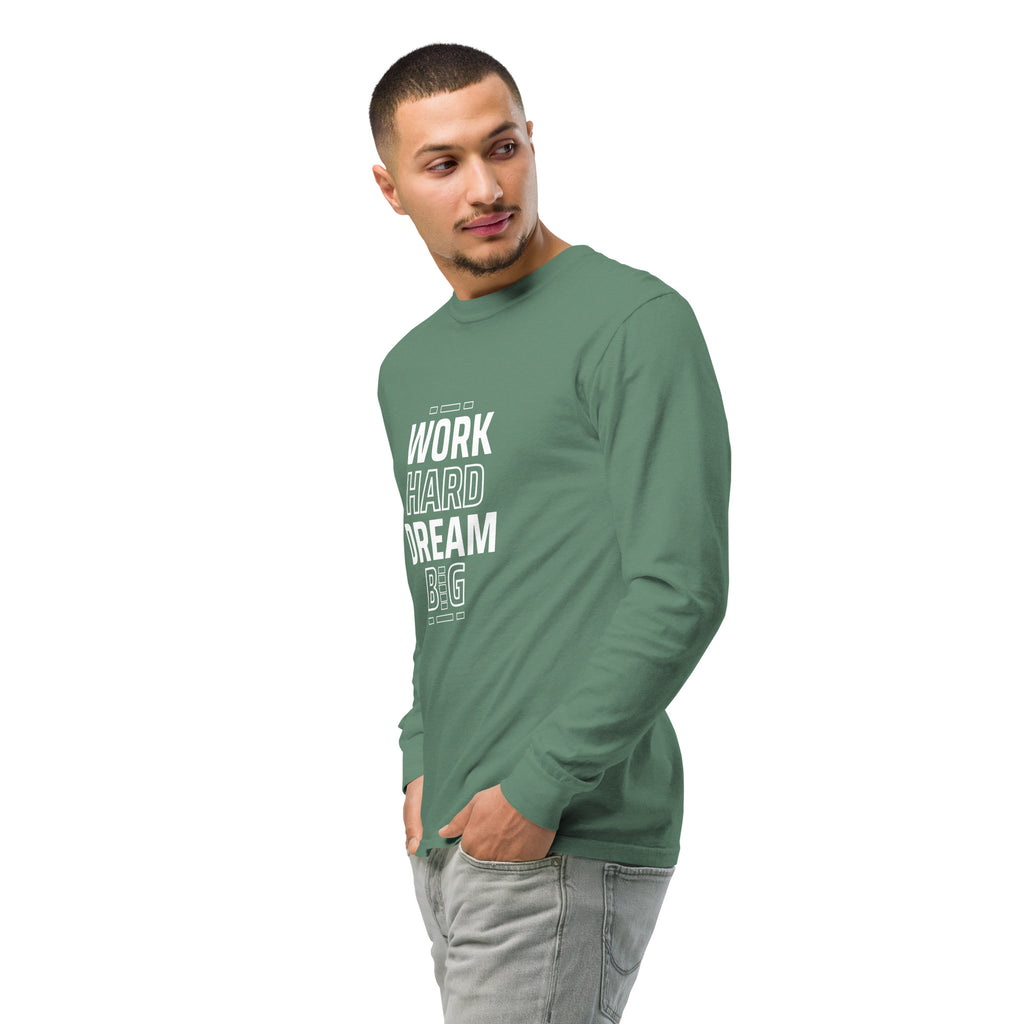Unisex Garment-dyed heavyweight long-sleeve shirt | Work Hard , Dream Big long-sleeve shirt AwRans Clothing unisex-garment-dyed-heavyweight-long-sleeve-shirt-light-green-left-front-2-67eab157b5930