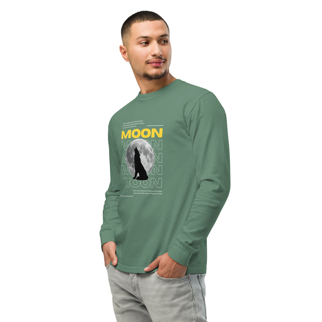 Unisex Garment-dyed heavyweight long-sleeve shirt | Moon long-sleeve shirt AwRans Clothing unisex-garment-dyed-heavyweight-long-sleeve-shirt-light-green-left-front-67eaaf4135b44
