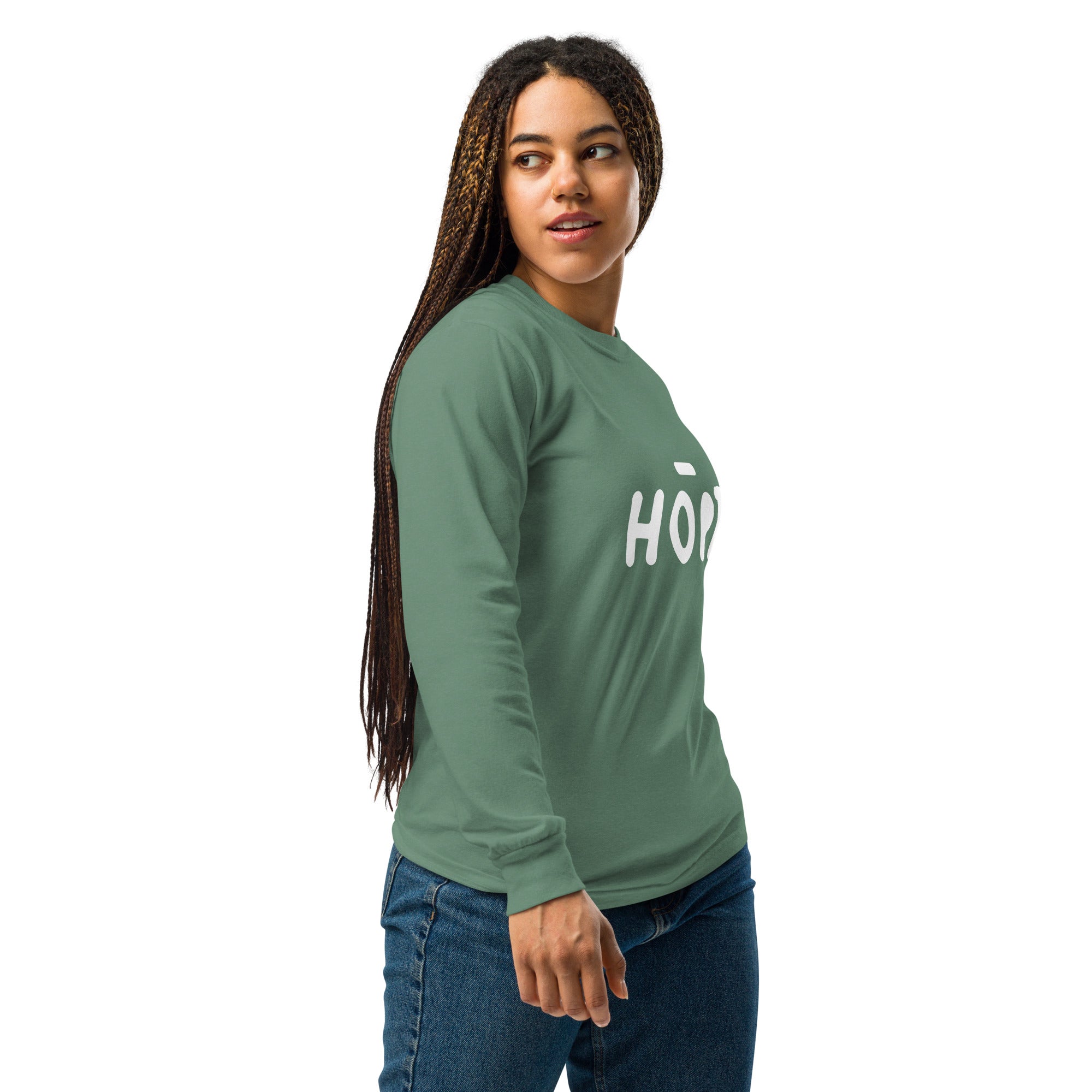 Unisex Garment-dyed heavyweight long-sleeve shirt | Hope long-sleeve shirt AwRans Clothing unisex-garment-dyed-heavyweight-long-sleeve-shirt-light-green-right-67eaade540409