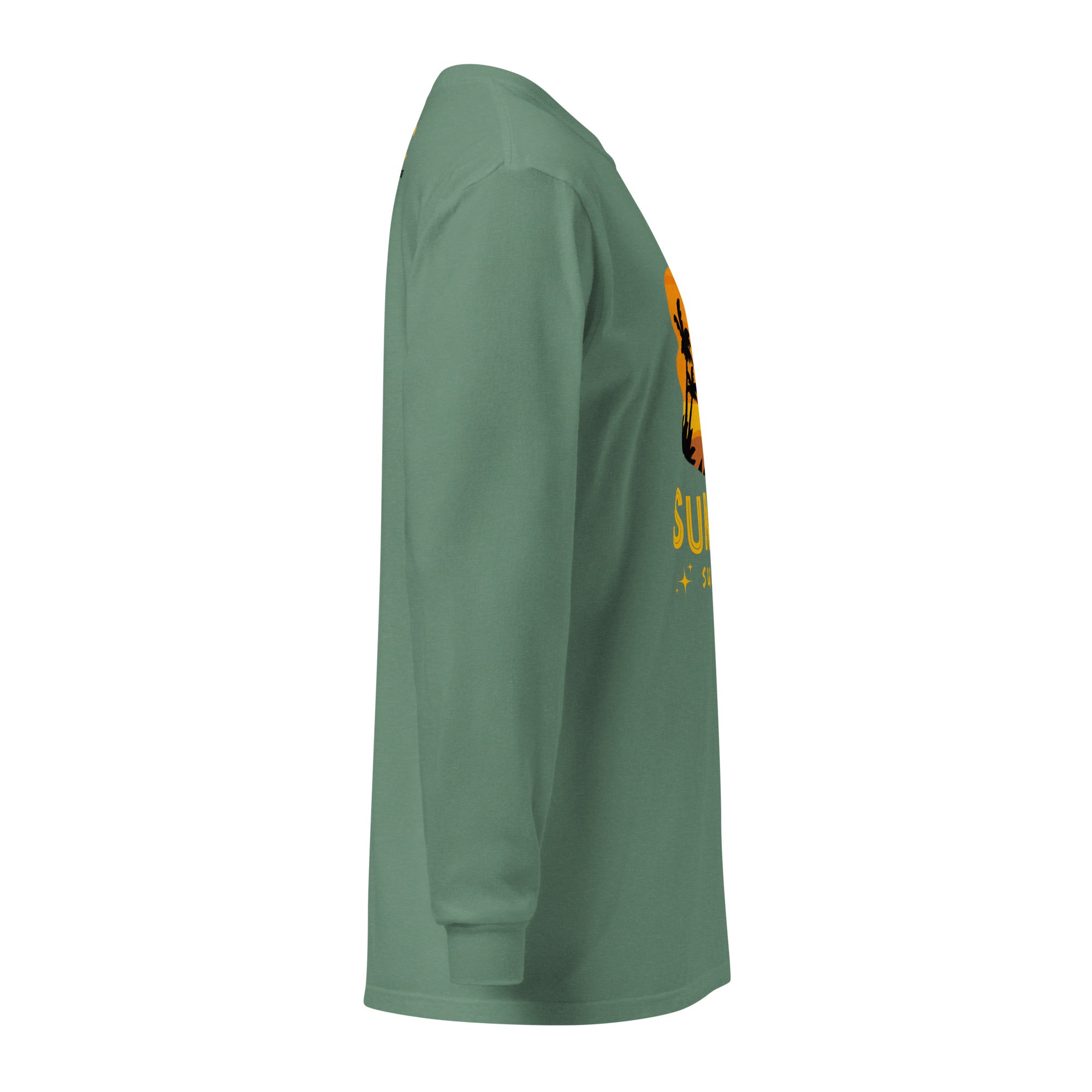 Unisex Garment-dyed heavyweight long-sleeve shirt | Summer Sunset long-sleeve shirt AwRans Clothing unisex-garment-dyed-heavyweight-long-sleeve-shirt-light-green-right-67eaae9236696