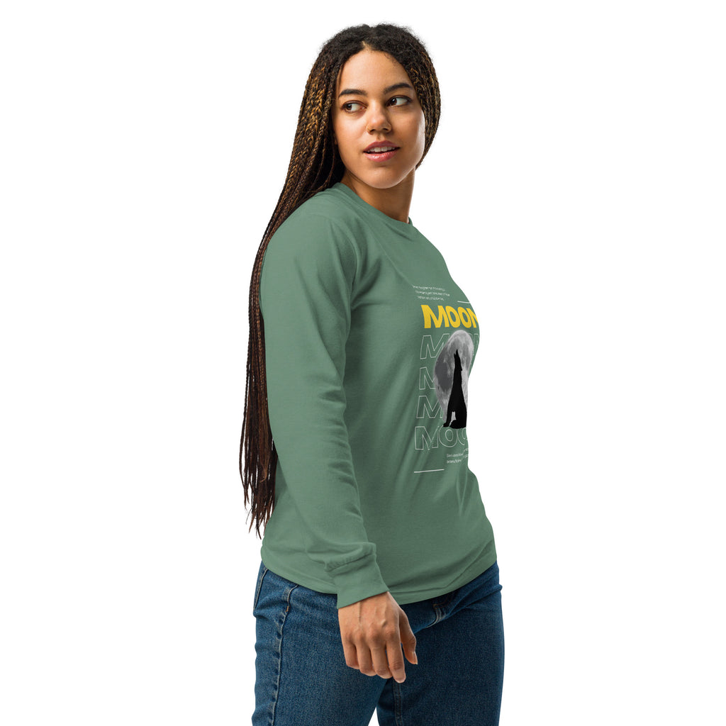 Unisex Garment-dyed heavyweight long-sleeve shirt | Moon long-sleeve shirt AwRans Clothing unisex-garment-dyed-heavyweight-long-sleeve-shirt-light-green-right-67eaaf4135035