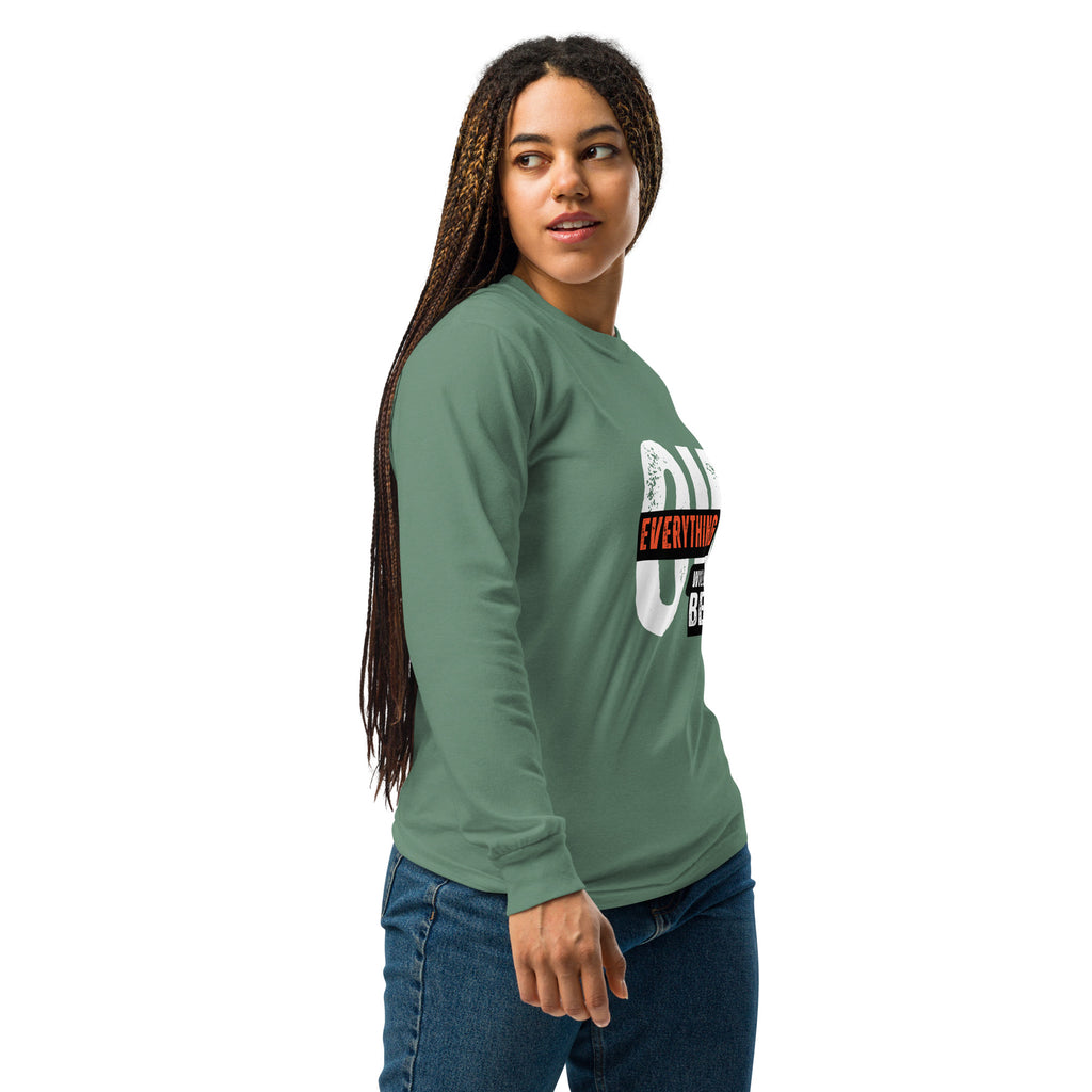 Unisex Garment-dyed heavyweight long-sleeve shirt | Everything Will Be Ok long-sleeve shirt AwRans Clothing unisex-garment-dyed-heavyweight-long-sleeve-shirt-light-green-right-67eab378e357e