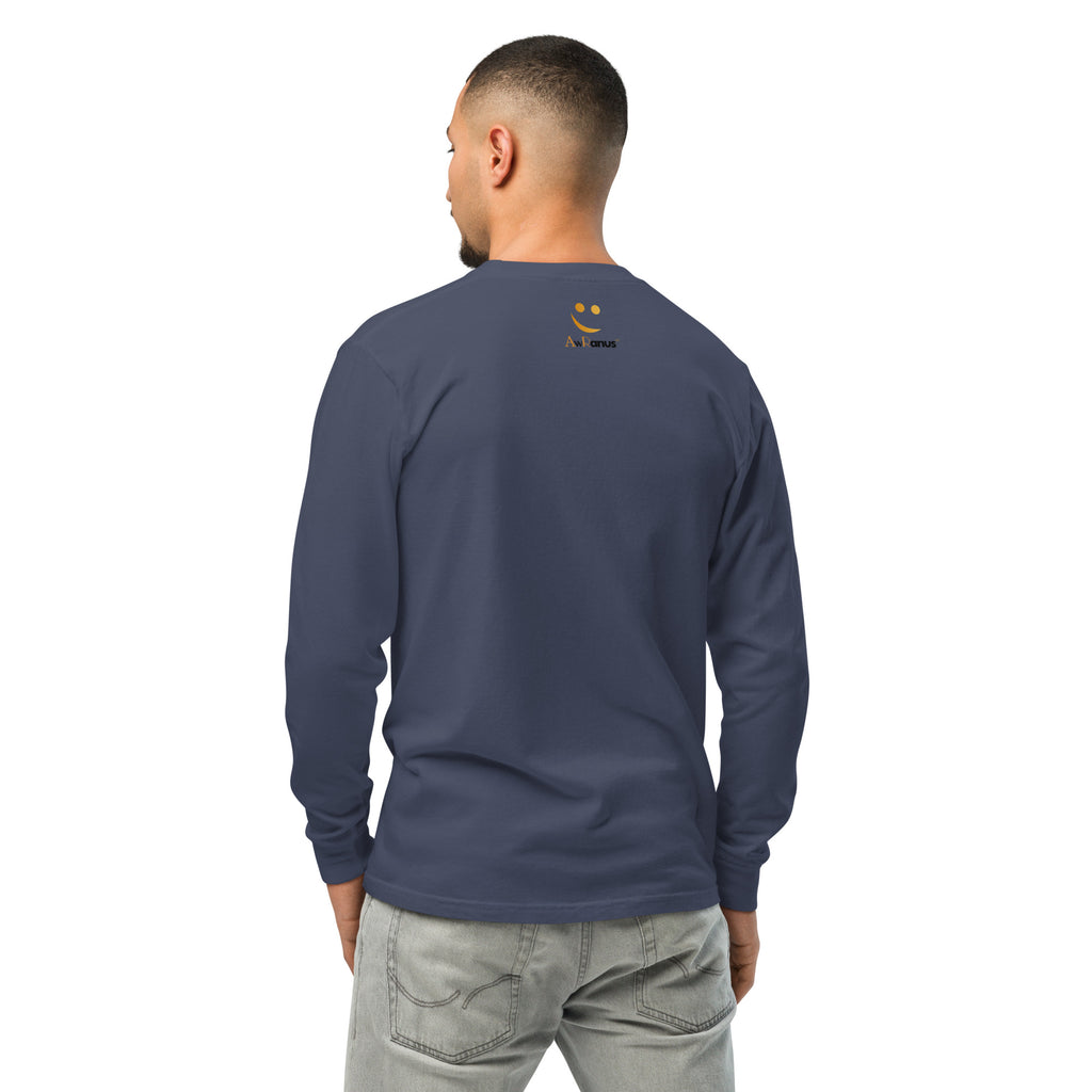 Unisex Garment-dyed heavyweight long-sleeve shirt | Work Hard , Dream Big long-sleeve shirt AwRans Clothing unisex-garment-dyed-heavyweight-long-sleeve-shirt-navy-back-67eab157abe70