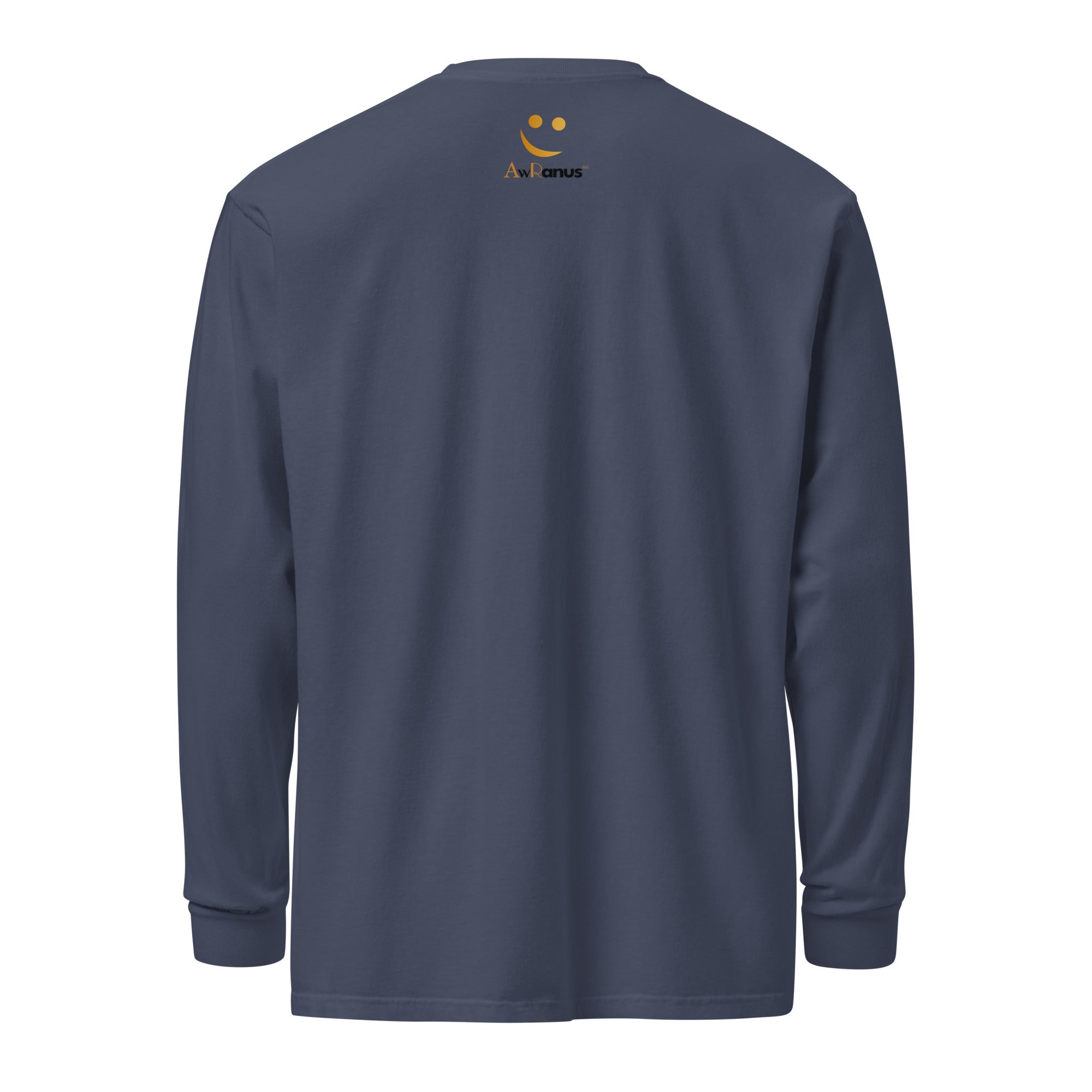 Unisex Garment-dyed heavyweight long-sleeve shirt | Love long-sleeve shirt AwRans Clothing unisex-garment-dyed-heavyweight-long-sleeve-shirt-navy-back-67eab20c80cb0
