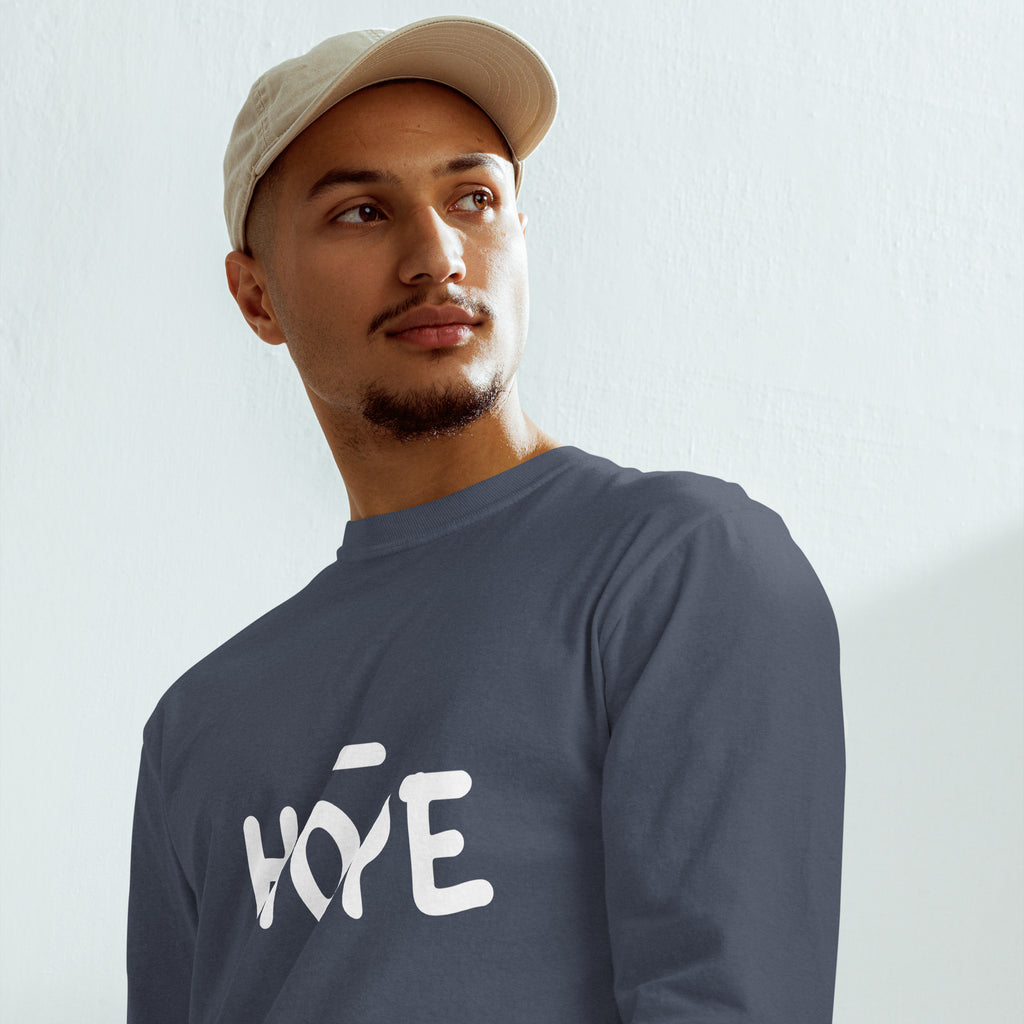 Unisex Garment-dyed heavyweight long-sleeve shirt | Hope long-sleeve shirt AwRans Clothing unisex-garment-dyed-heavyweight-long-sleeve-shirt-navy-front-67eaade52987e